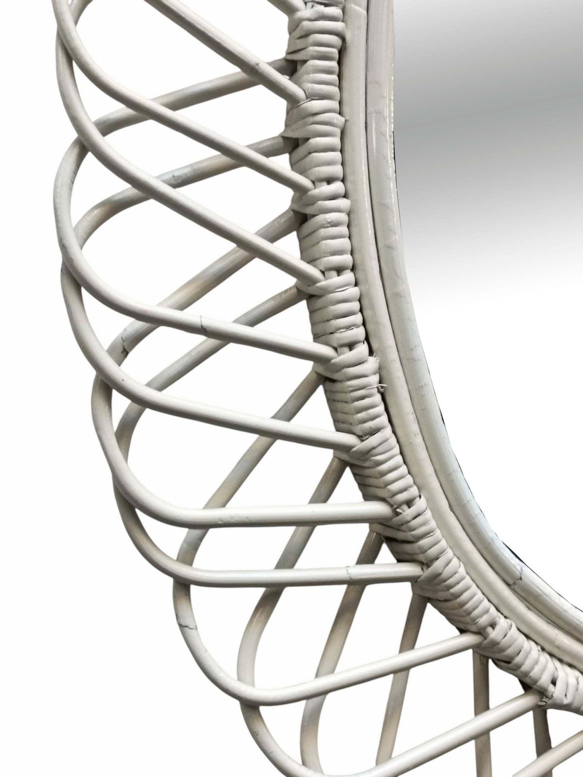 Franco Albini For Bonacina Oval Wall Mirror In White Rattan, Italy, 1960s photo furniture