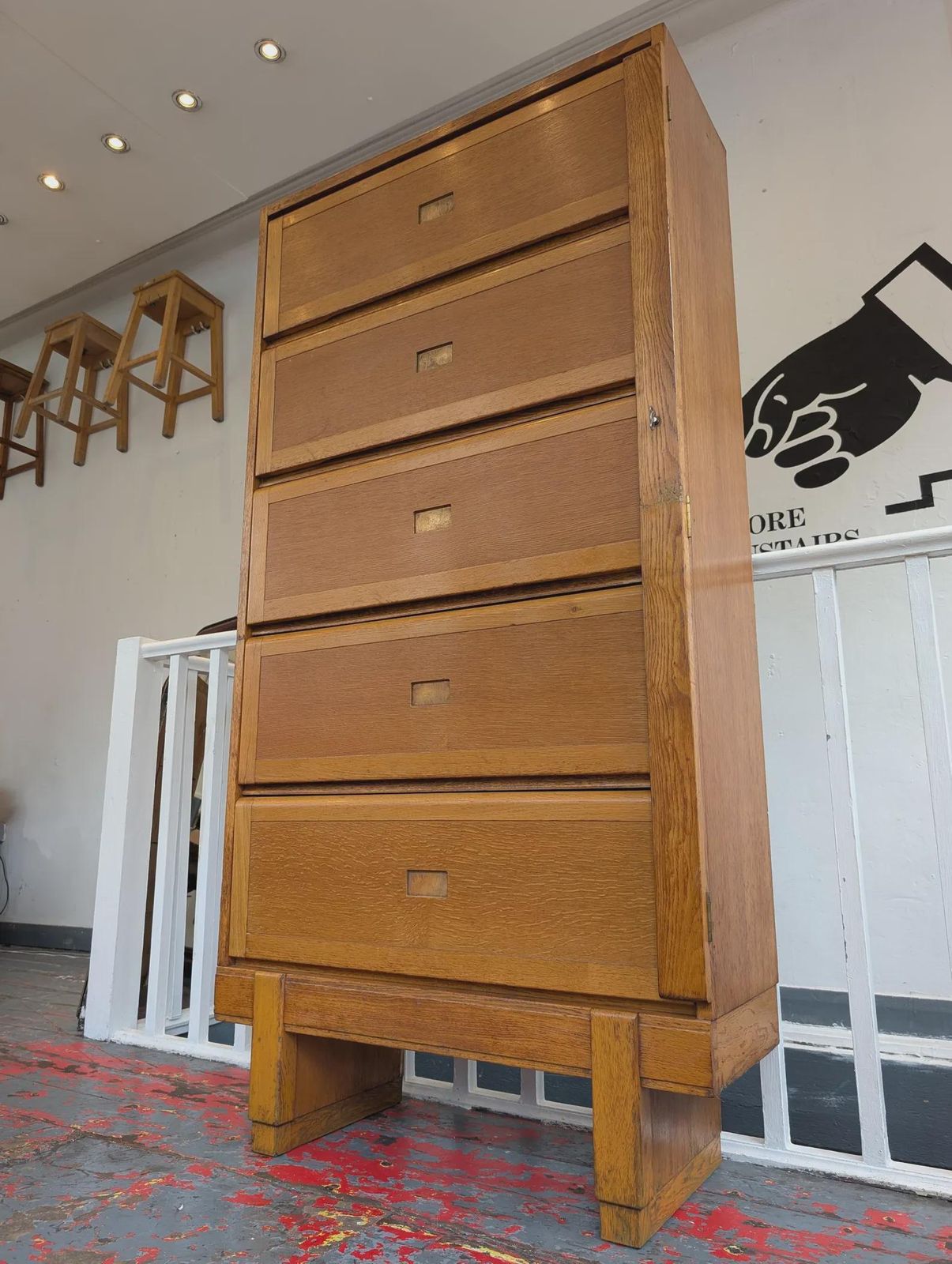 1950's Govt Issue Crown Stamp Oak Bookcase/Cabinet By Staverton.