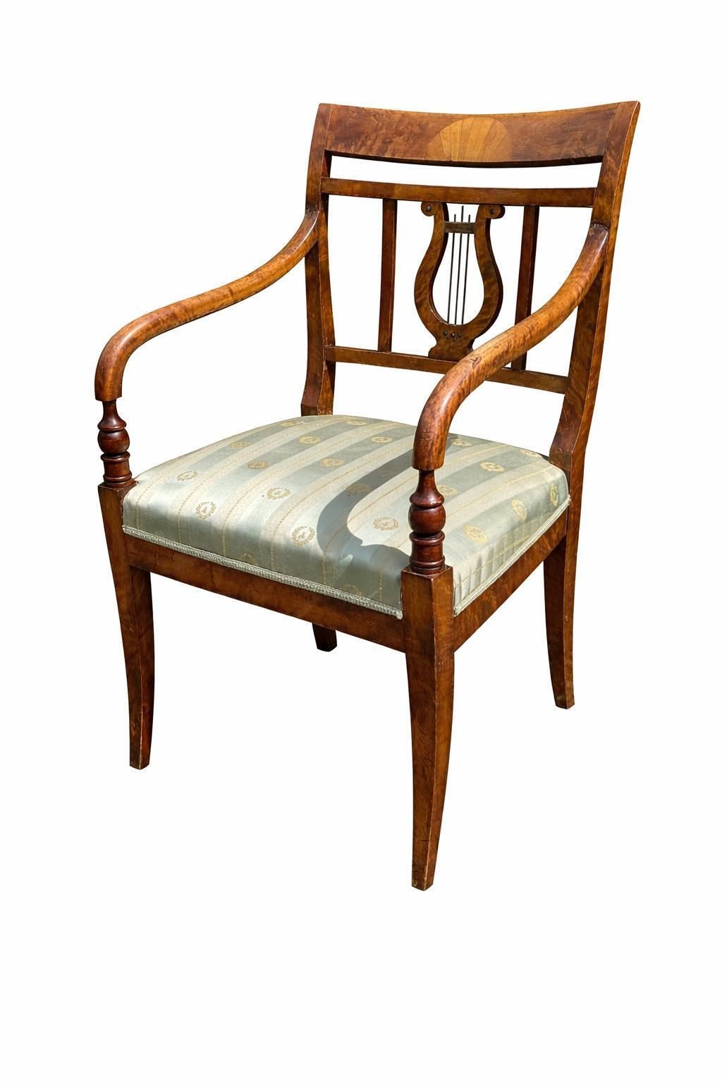Biedermeier Carver Chairs Swedish Late 1800s Antique Golden Birch Square Pair photo furniture