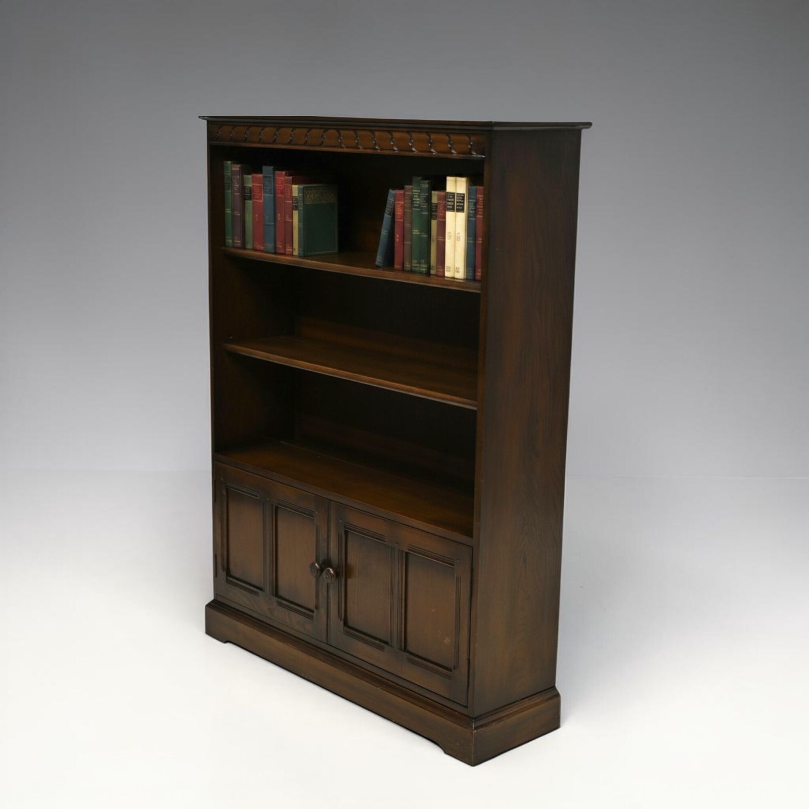 Ercol Wide Medium Bookcase 2 Shelves Dark Finish Free Uk Delivery*