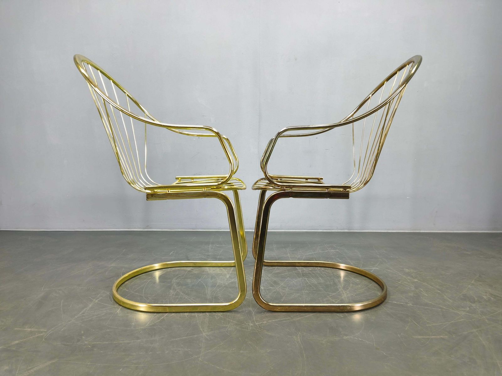 Set Of 5 Gastone Rinaldi Brass Dining Chairs For Rima, Italy 1970s photo vintage