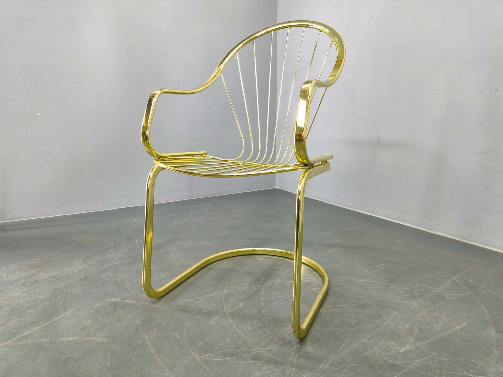 photo furniture Set Of 5 Gastone Rinaldi Brass Dining Chairs For Rima, Italy 1970s