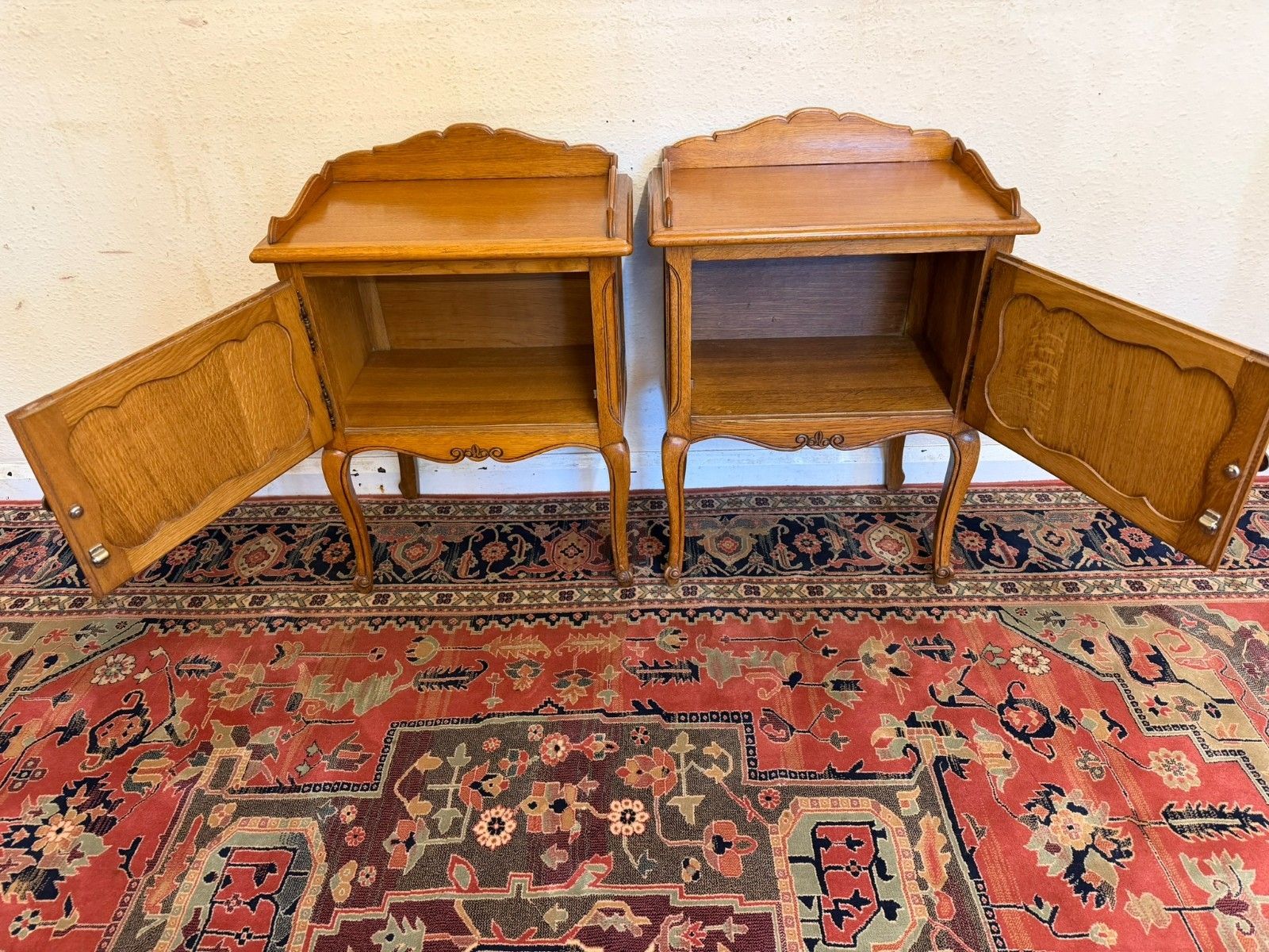 Pair Of French Oak Bedside Cabinets Circa 1950 photo vintage