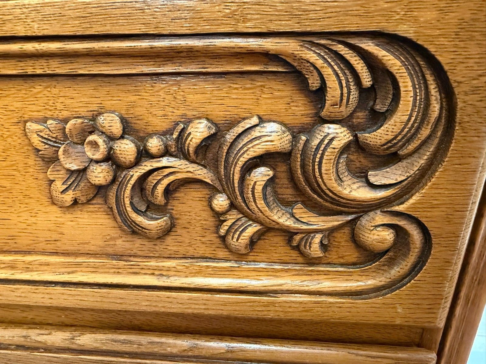 photo buy Quality French Carved Oak Chest Of Three Drawers Circa 1950