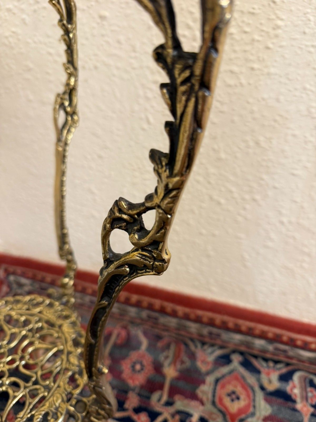 Frech Ornate Brass And Marble Stand Circa 1950 photo vintage