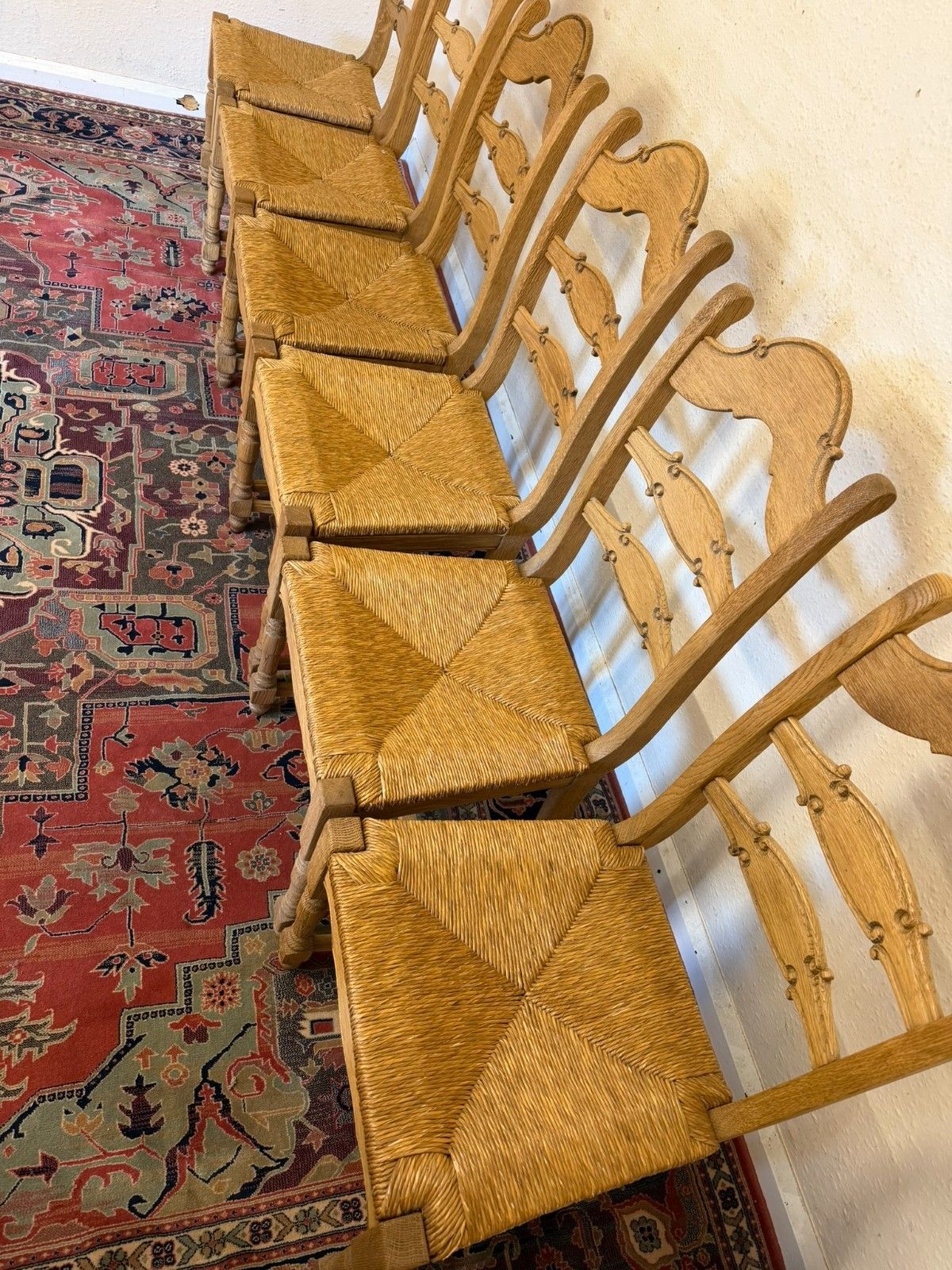 Set Of Six French Farmhouse Raw Oak Dining Chairs Circa 1930 photo 495.0