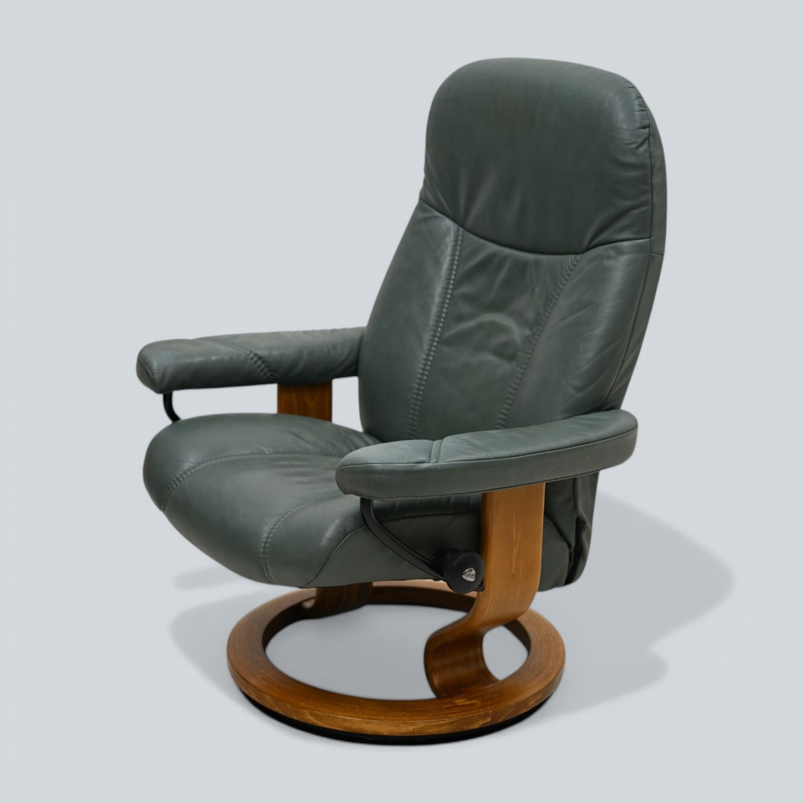 Erkornes Stressless Reclining Armchair Green Leather Swivel Free Uk Delivery
