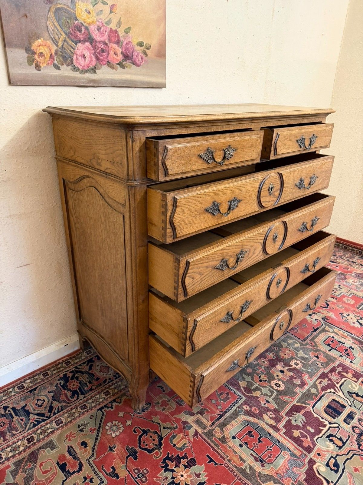 Furniture Quality Antique French Oak Chest Of Six Drawers Circa 1900 photo