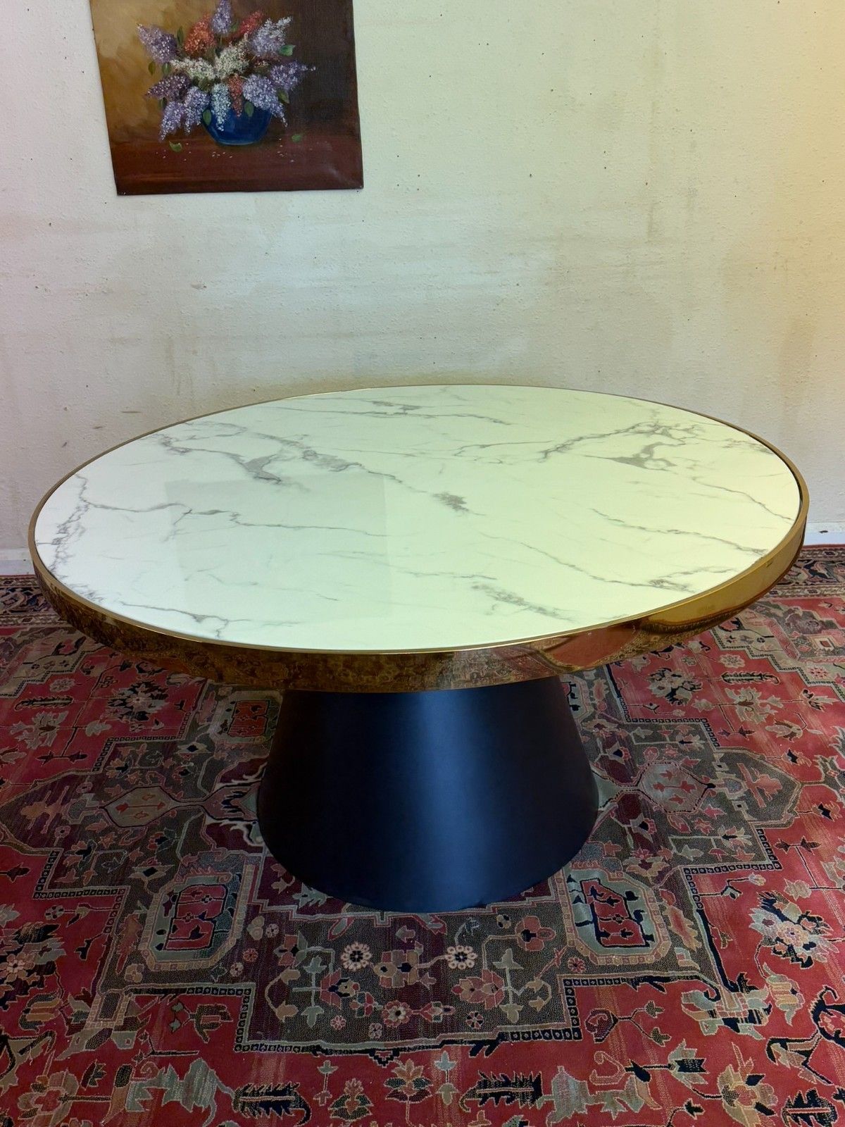Mid Century Modern Circular Marble Top Dining Table Circa 1960 photo Furniture