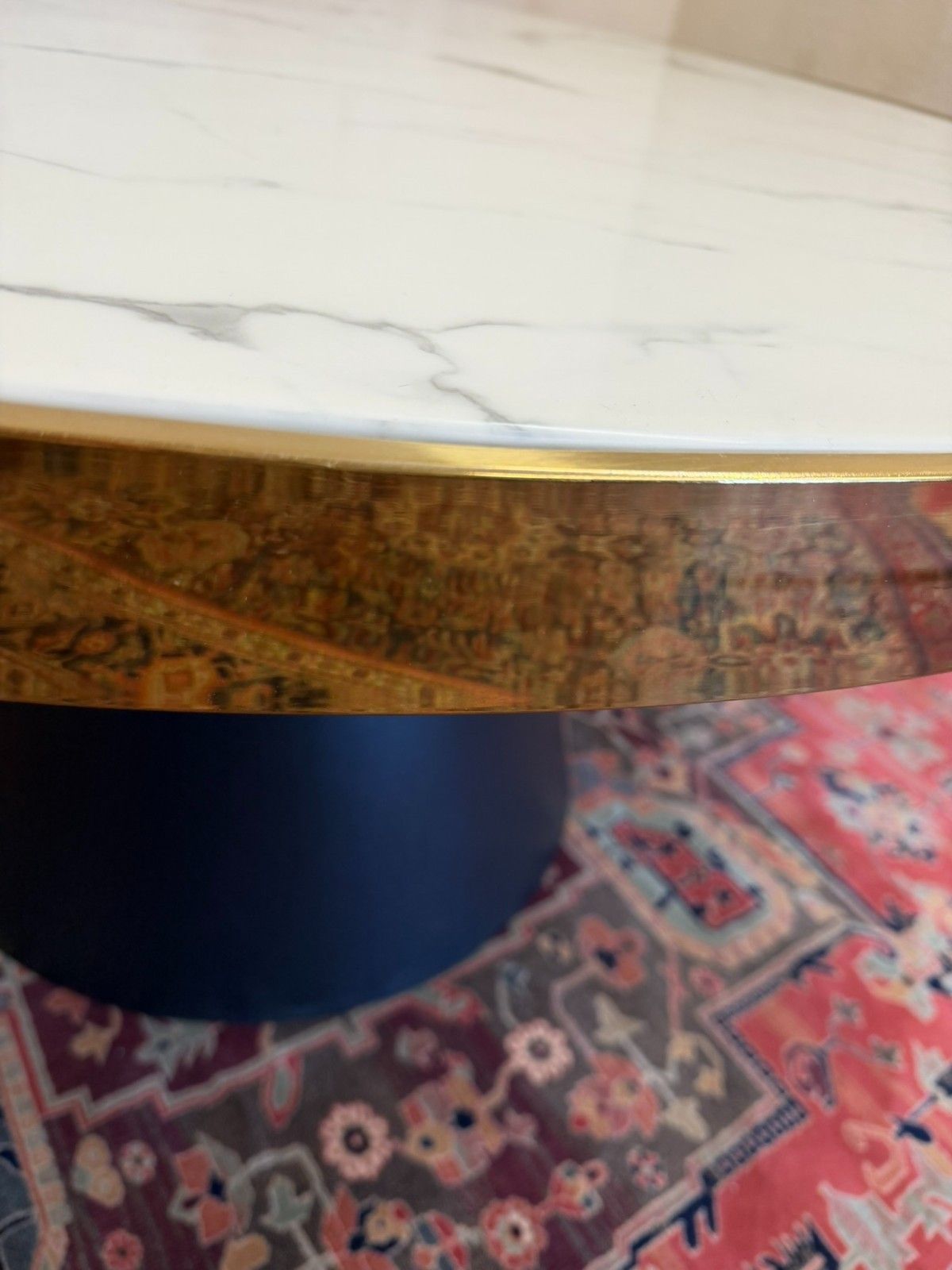 photo buy Mid Century Modern Circular Marble Top Dining Table Circa 1960