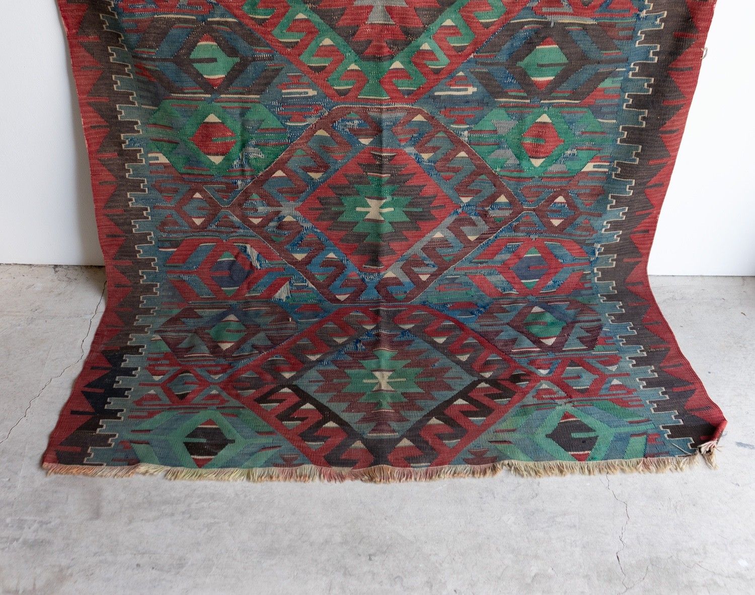 Large Vintage Country House Kilim Rug, Anatolian, Early Mid 20th Century photo Textiles