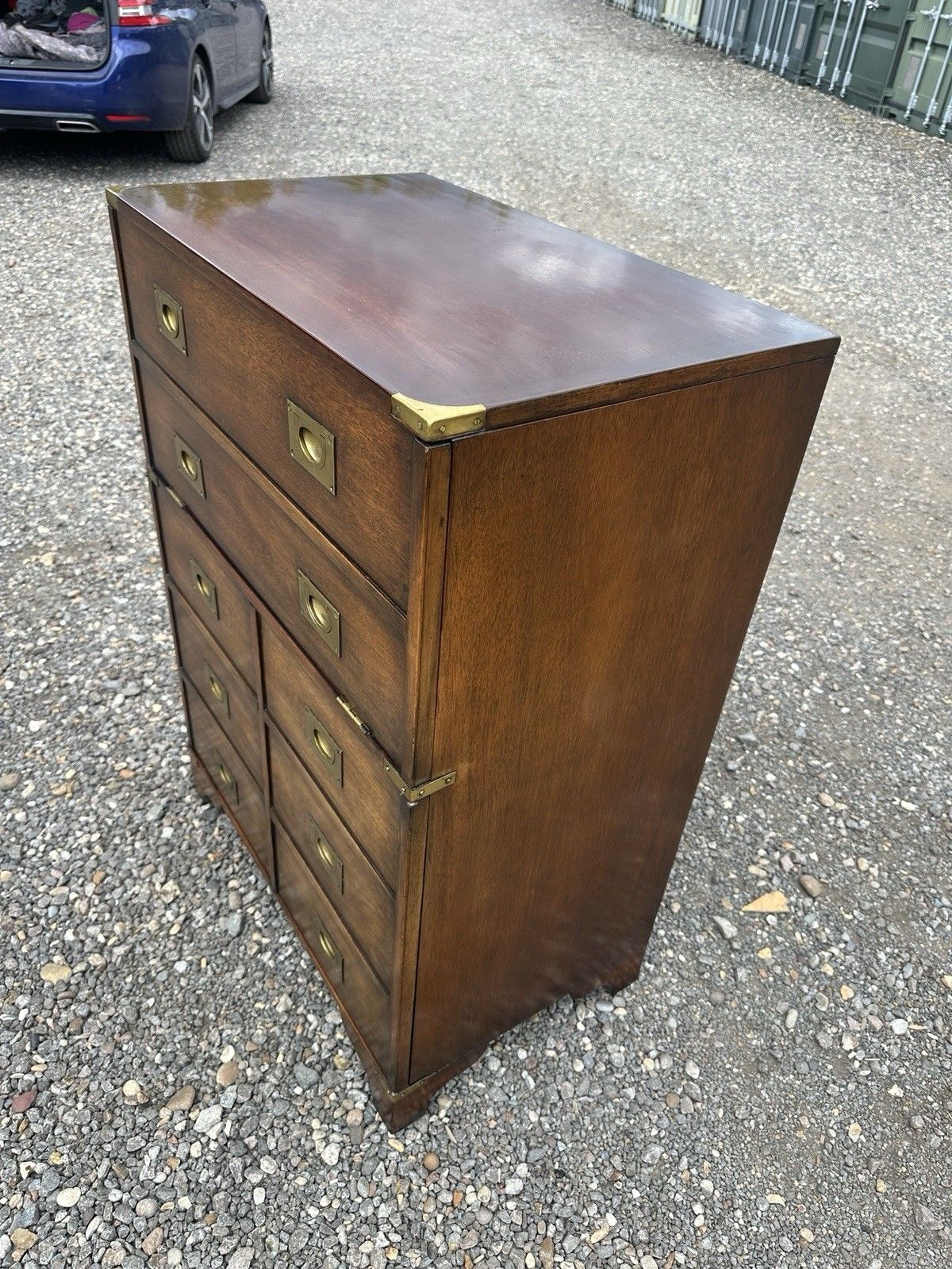 Campaign Style Mahogany Bureau Chest  Of Drawers Drop Writing Desk Brass Storage photo Furniture