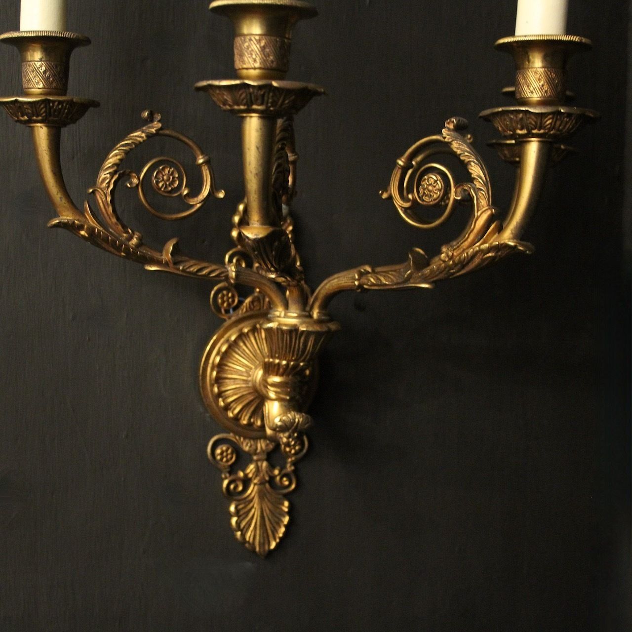 French Single Bronze Antique Wall Sconce photo for sale
