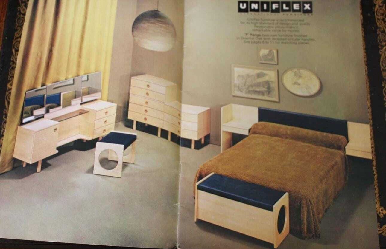 Mid Century Uniflex “F Range” Teak Stool / Footstool, C.1960s (With Original Advert) photo for sale