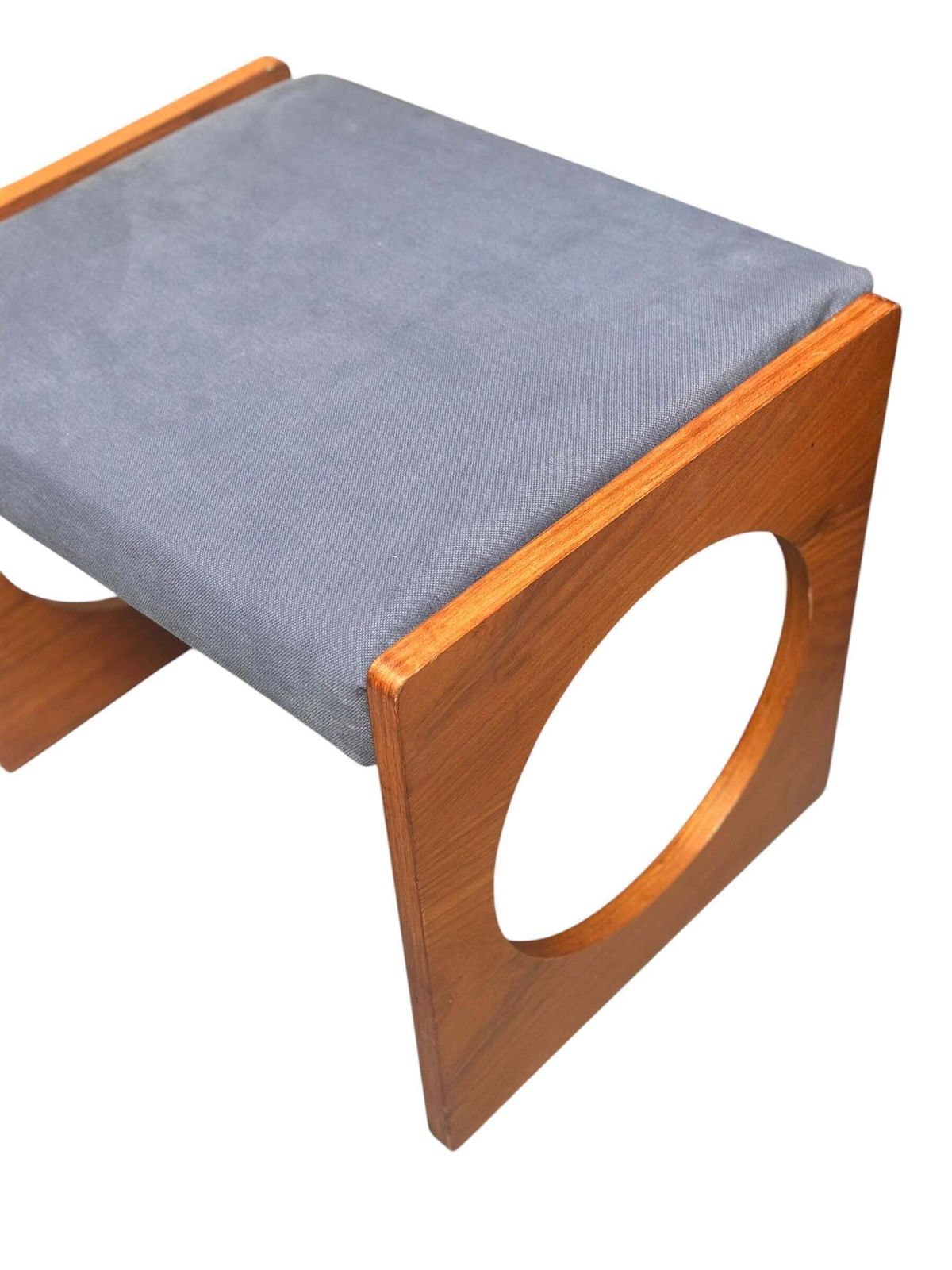 Mid Century Uniflex “F Range” Teak Stool / Footstool, C.1960s (With Original Advert) photo 296.0