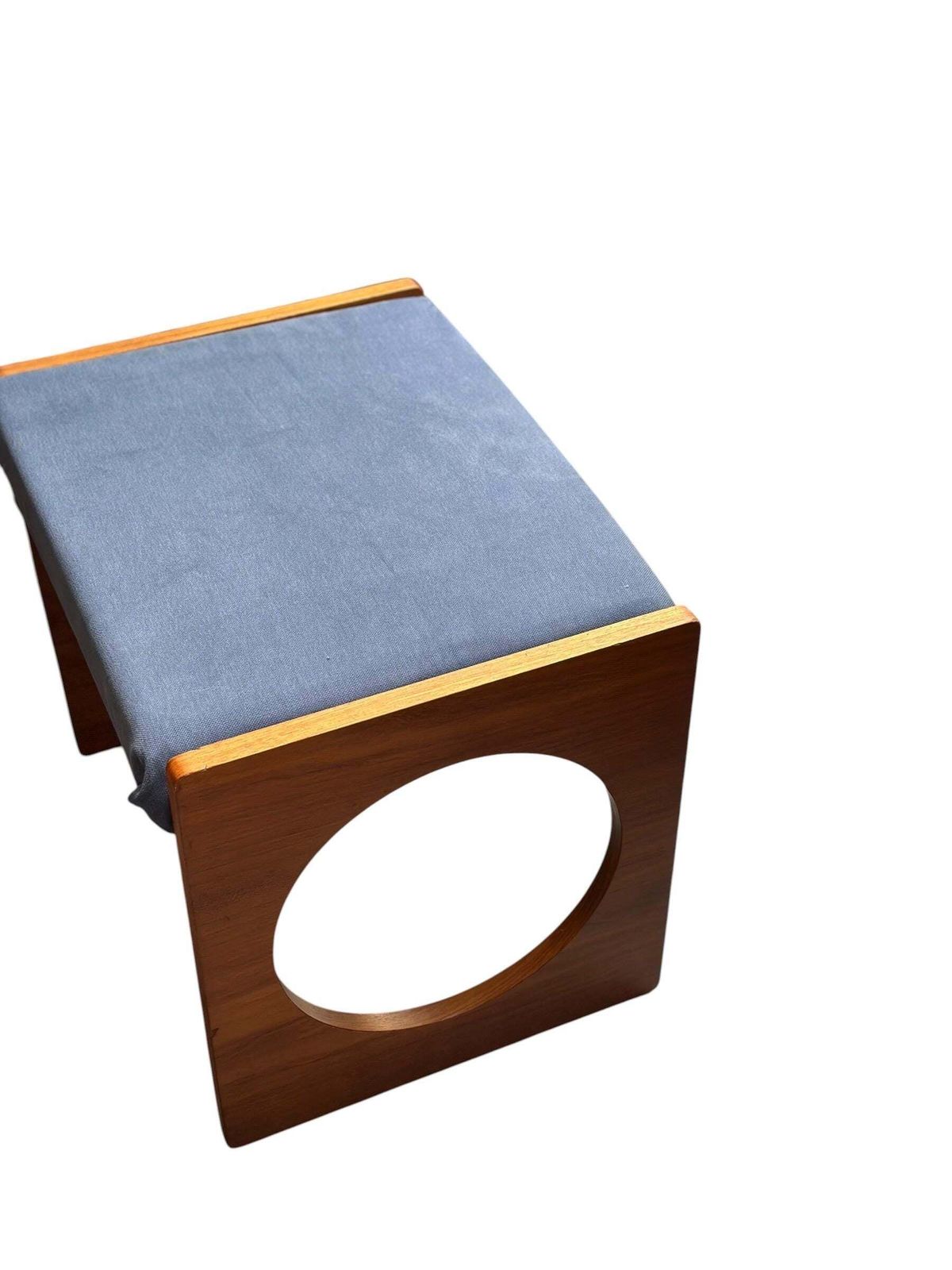 Mid Century Uniflex “F Range” Teak Stool / Footstool, C.1960s (With Original Advert) photo vinterior