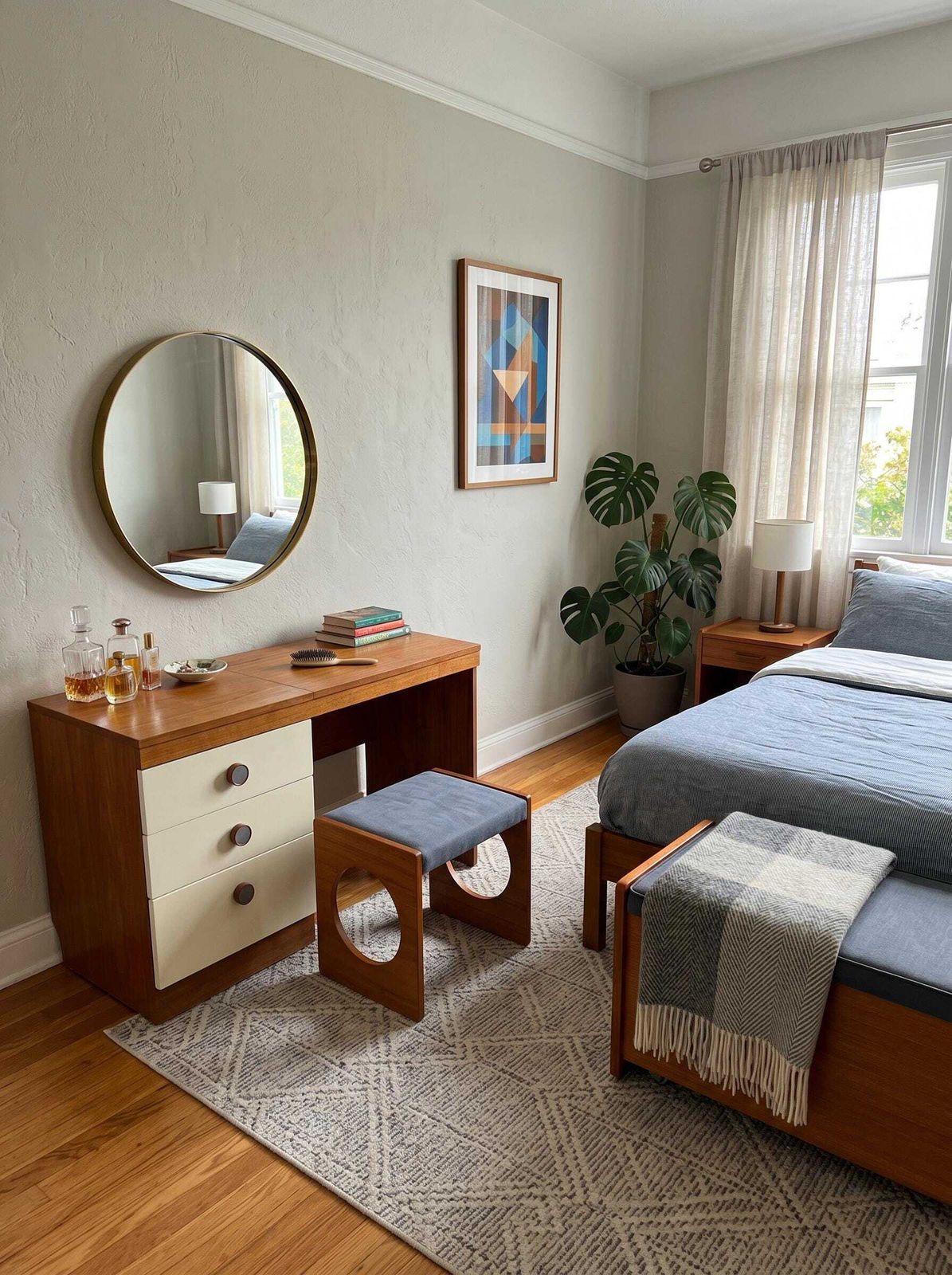 photo for sale Mid Century Uniflex “F Range” Teak Stool / Footstool, C.1960s (With Original Advert)