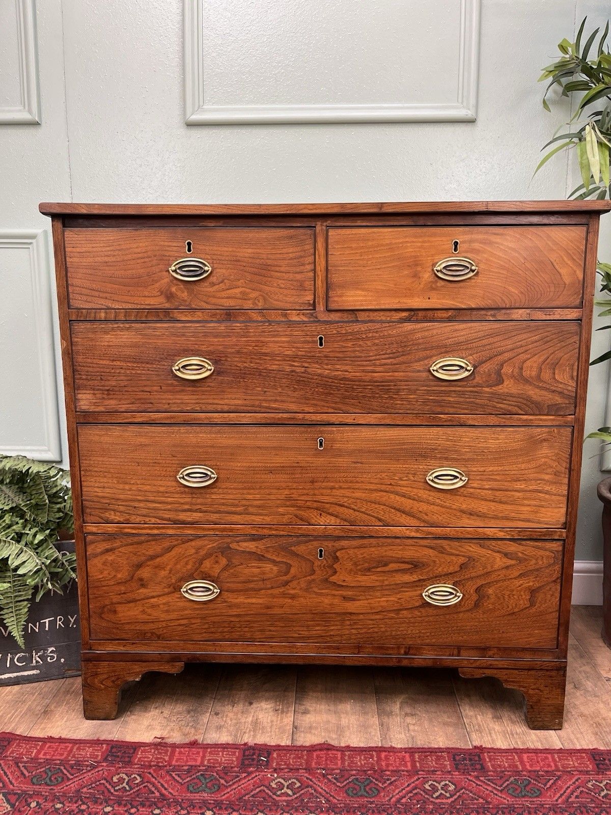 Superior Quality Rare Solid Elm Country House Antique Georgian Chest Of Drawers photo furniture