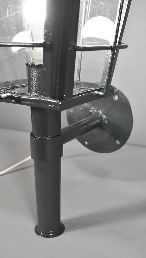 600.0 French Antique Exterior Lantern In Steel   Early 20th Century photo