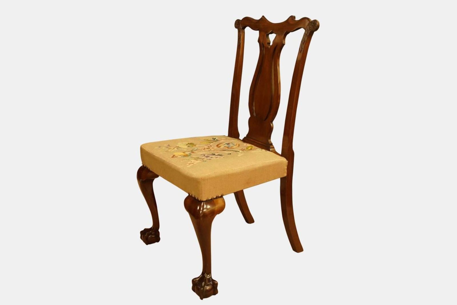 Set Of 8 Victorian Chippendale Style Mahogany Dining Chairs With Original Tapestry Seats photo for sale