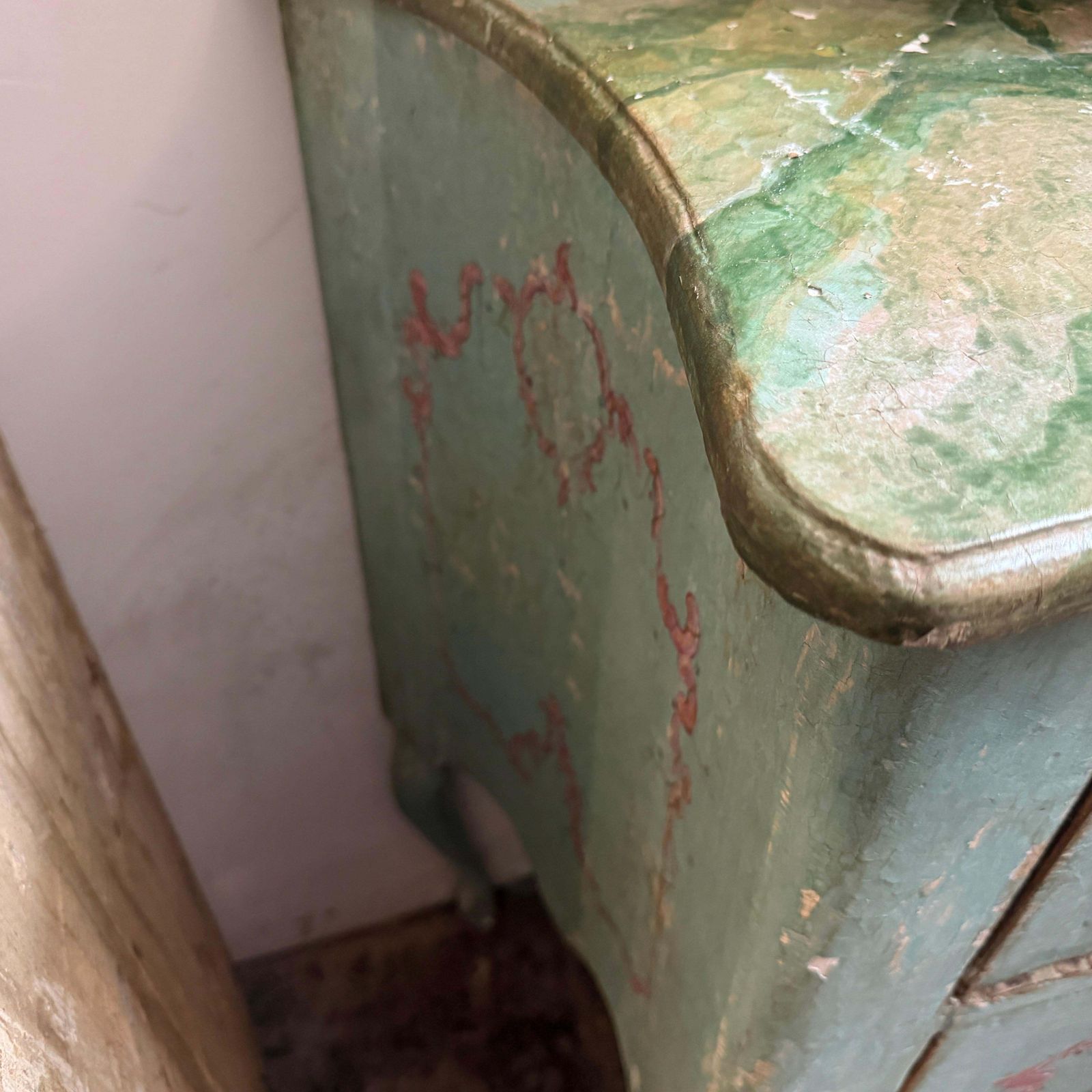 photo for sale Late 19th Century Louis XV Style Lacquered Wood Italian Chest Of Drawers