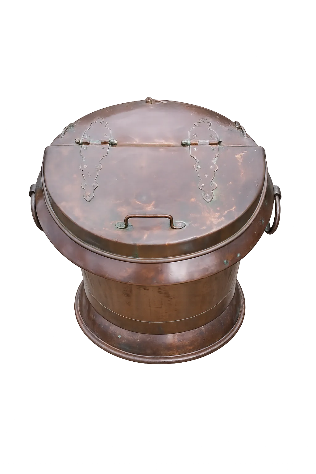 photo vintage Antique Copper Log Bin Huge French Copper 19th Century Water Carrier Log Box.