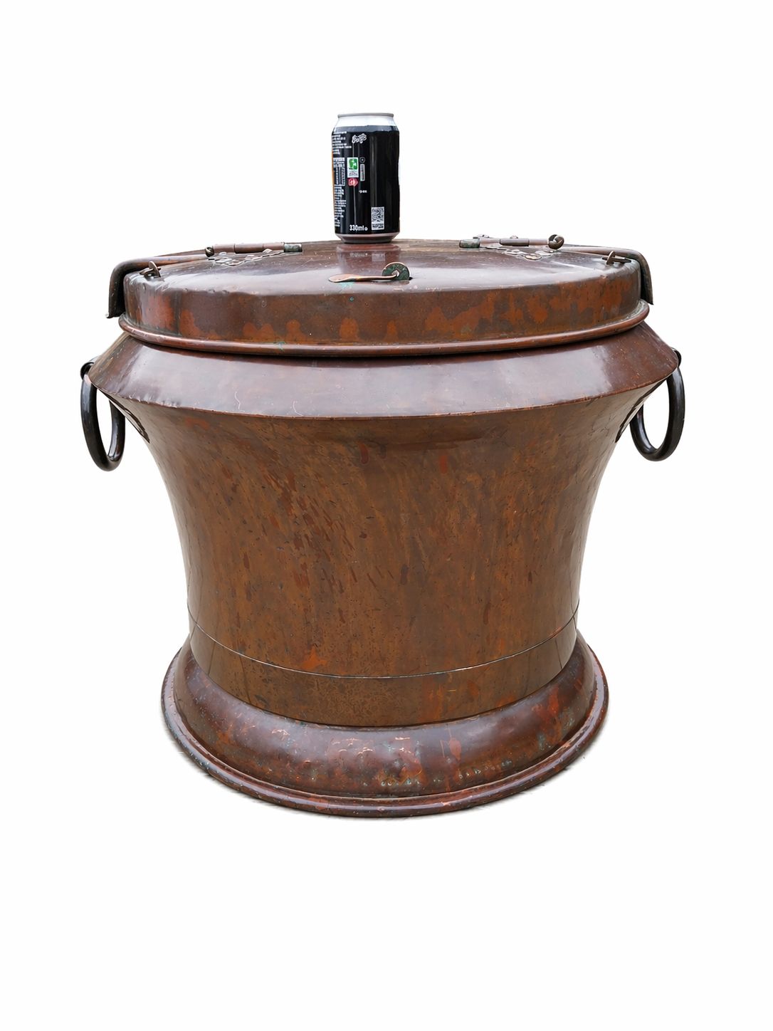 Antique Copper Log Bin Huge French Copper 19th Century Water Carrier Log Box.