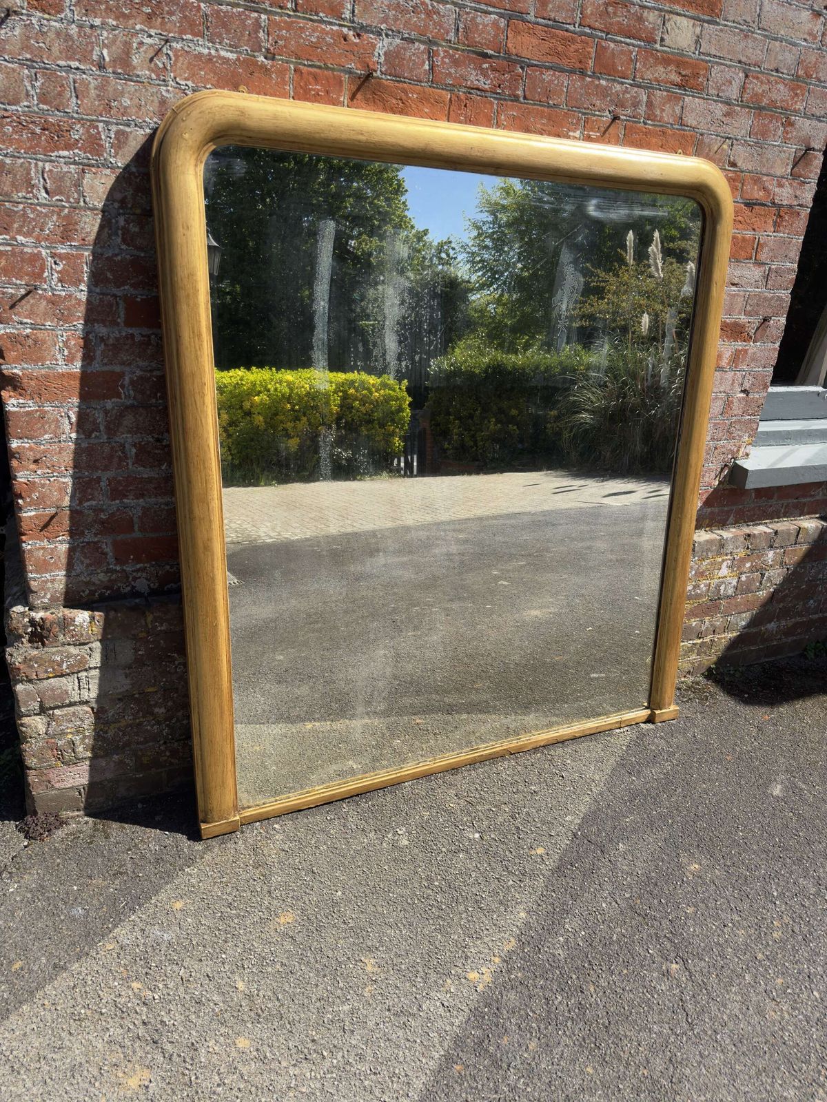 A Fabulous Large Antique English 19th C Arched Top Gilt Overmantle Mirror. photo vinterior