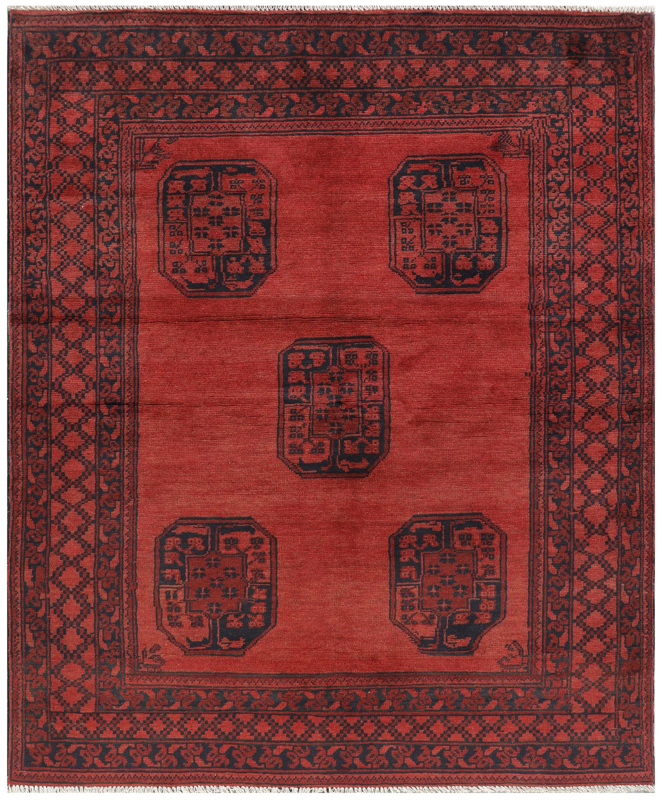 Beautiful Bokhara Hand Knotted Geometric Area Rug 5x6