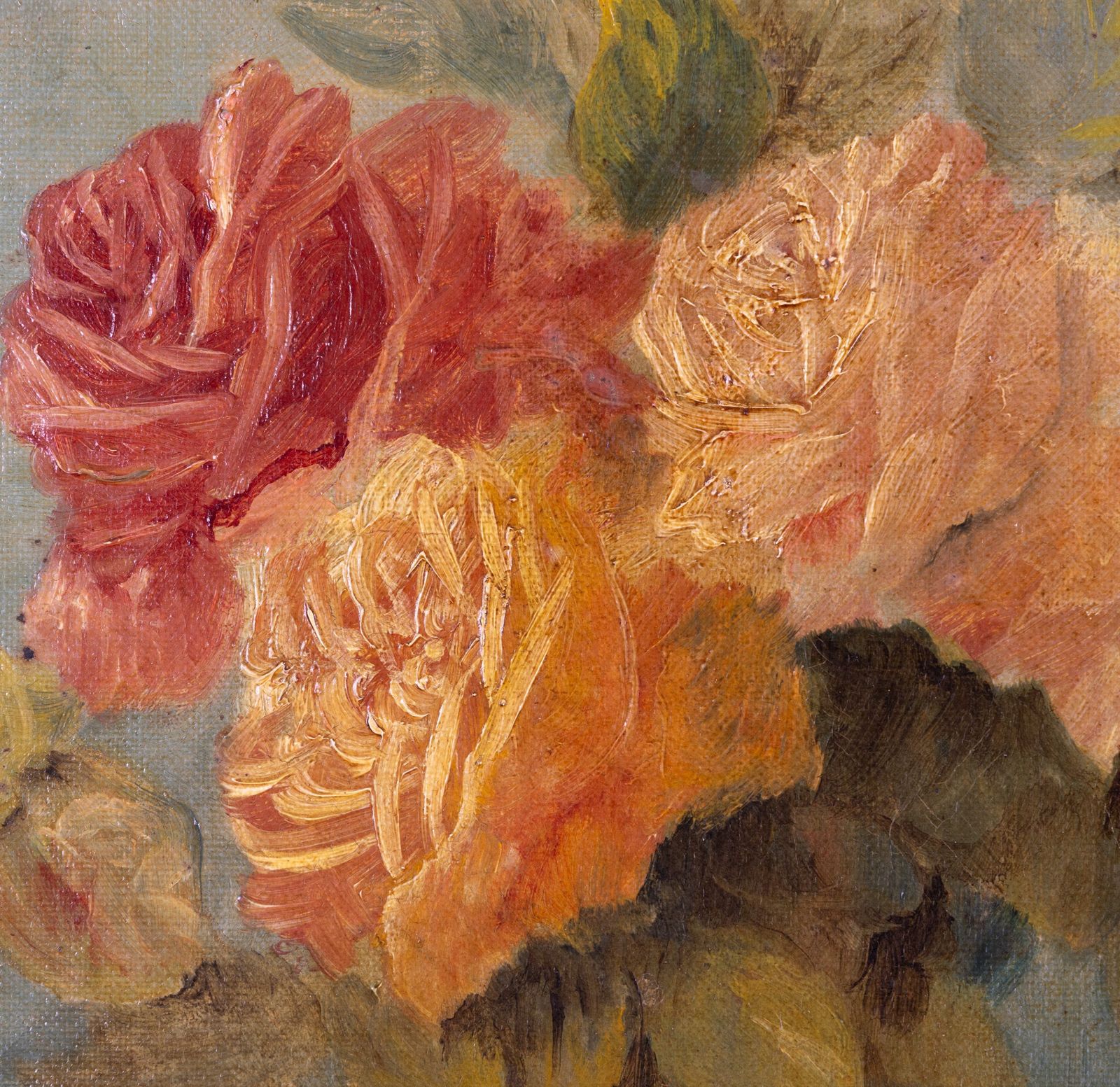 Still Life With Roses And Fruit, 17 Century Style Oil On Canvas, Dated 1896. photo buy