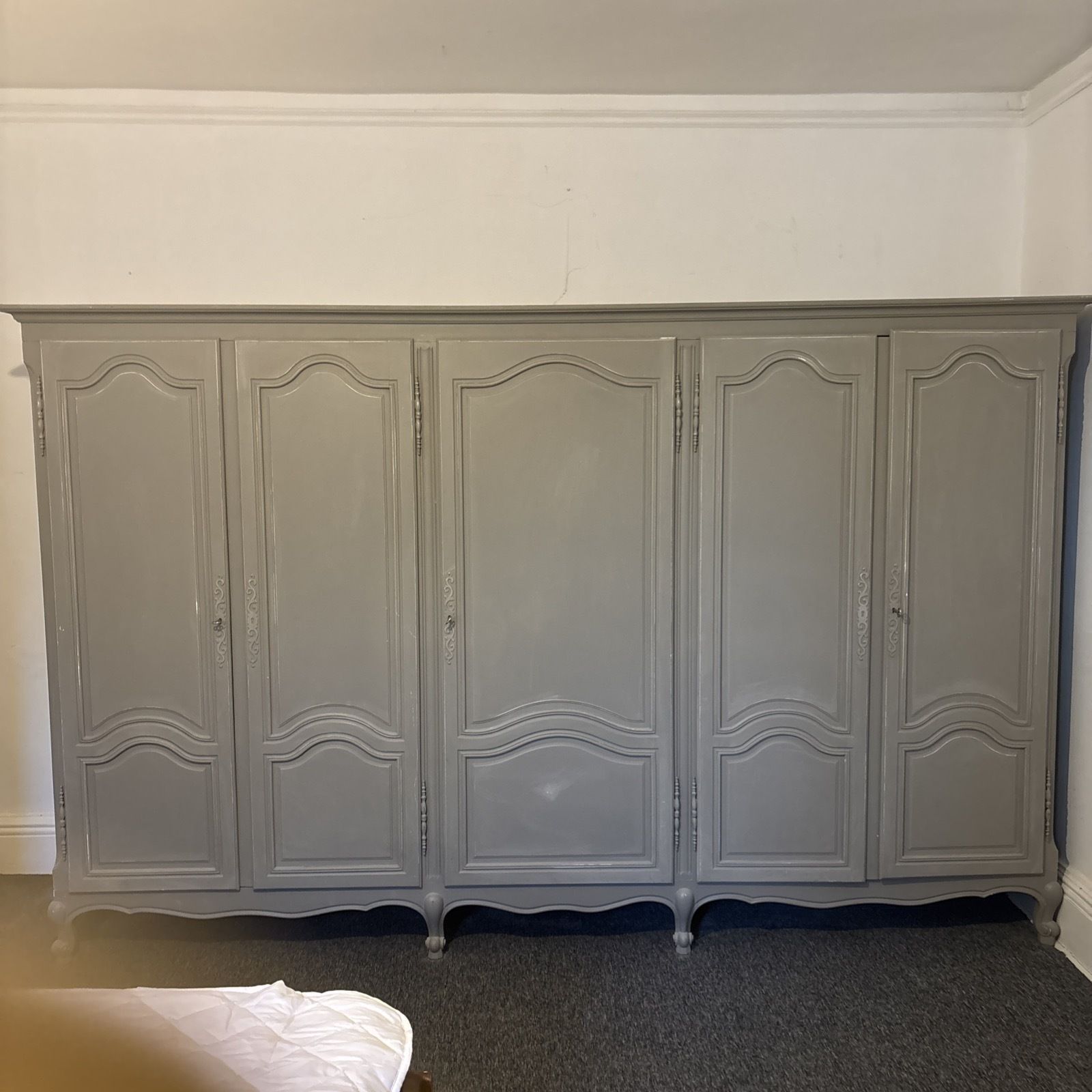 Wardrobe Vintage French Louis XVI Style Oak Armoire photo for sale