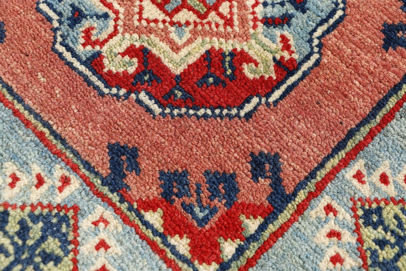2x3 Ersari Rust And Light Blue Bokhara Turkmen Tribal Geometric Rug photo 138.0