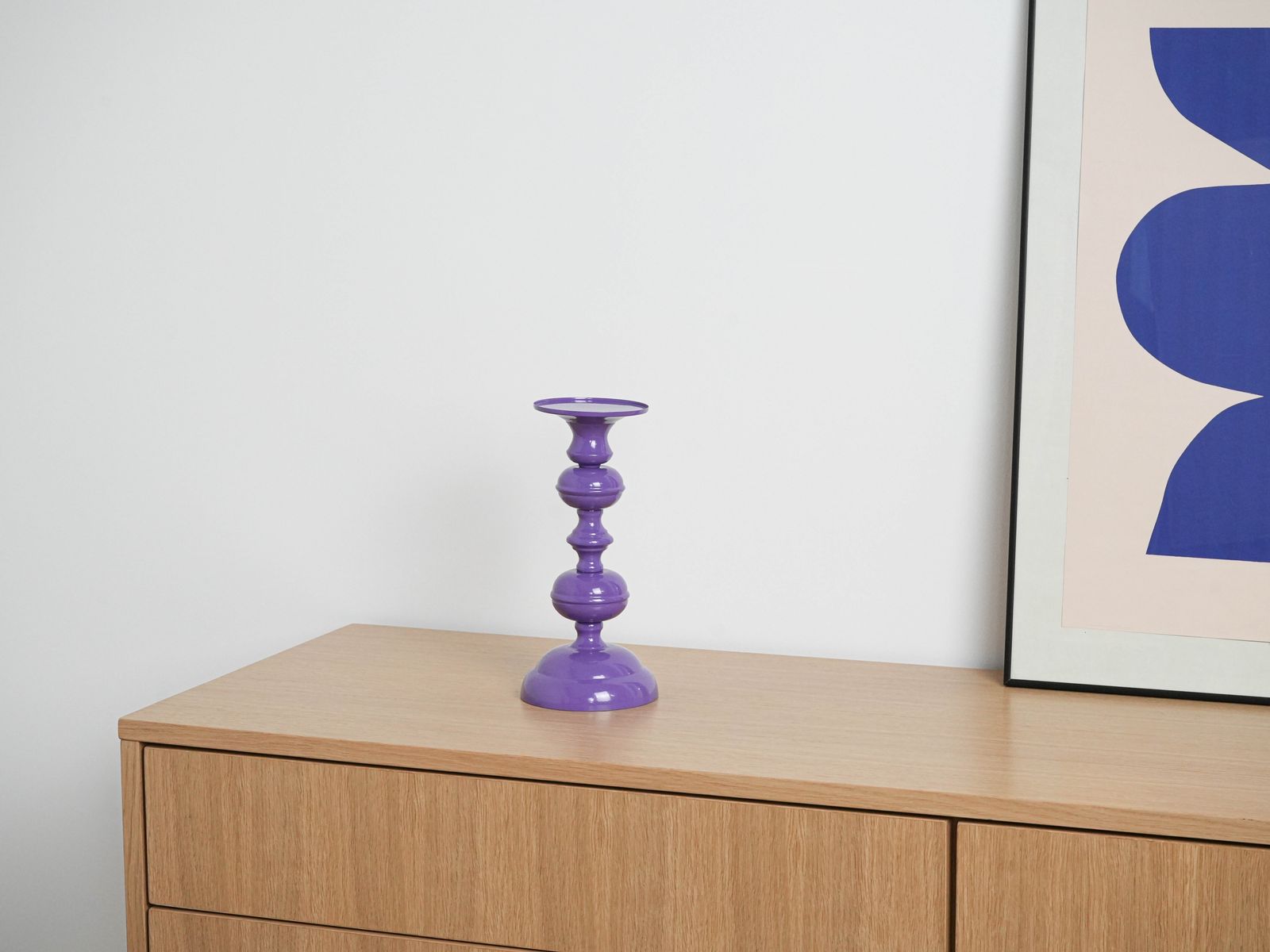 Purple Metal Candlestick, Danish Design, 1970s, Made In Denmark photo vinterior