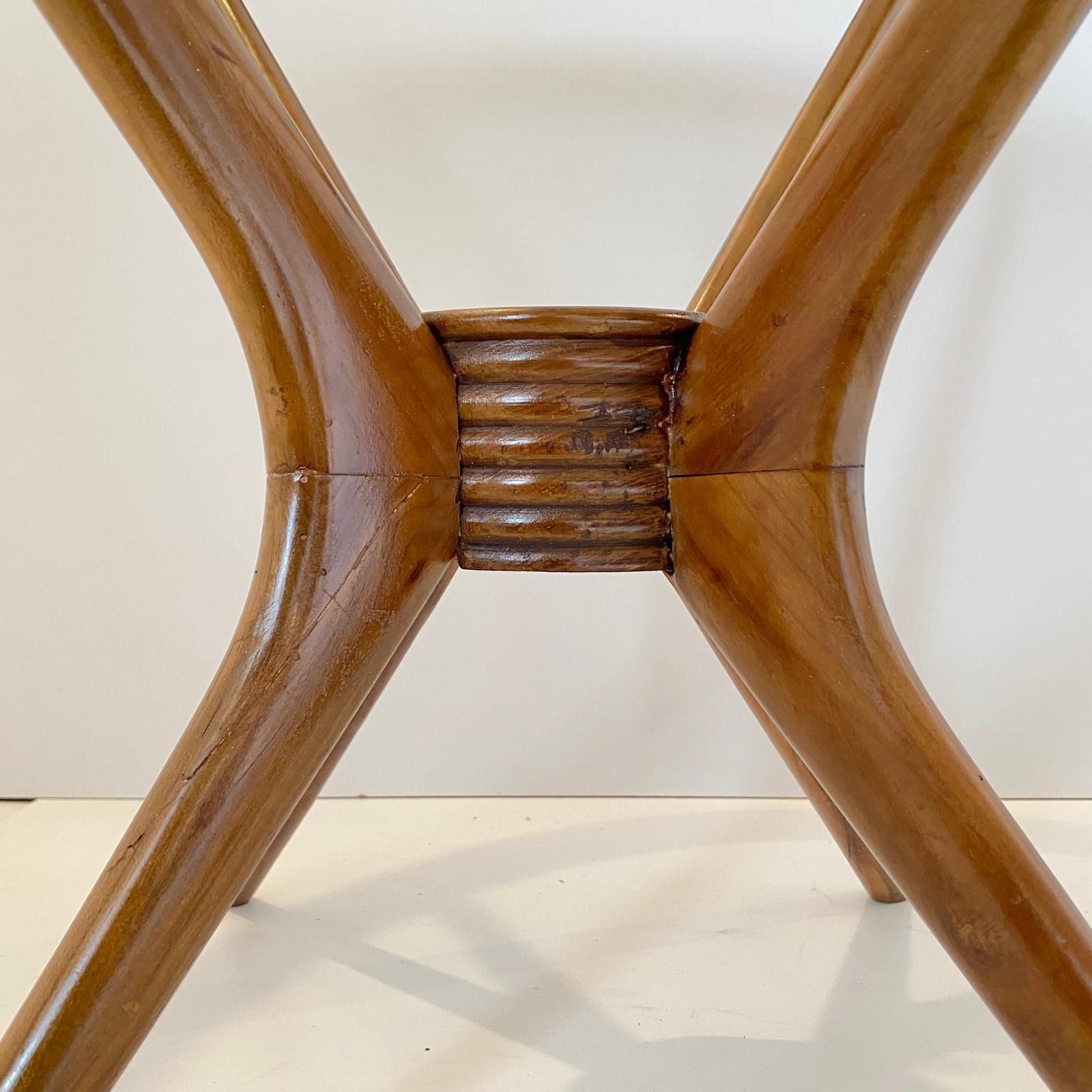 photo furniture Modernist Round Wood Coffee Tabe With Spider Legs, Italy In The Style Fo Paolo Buffa.