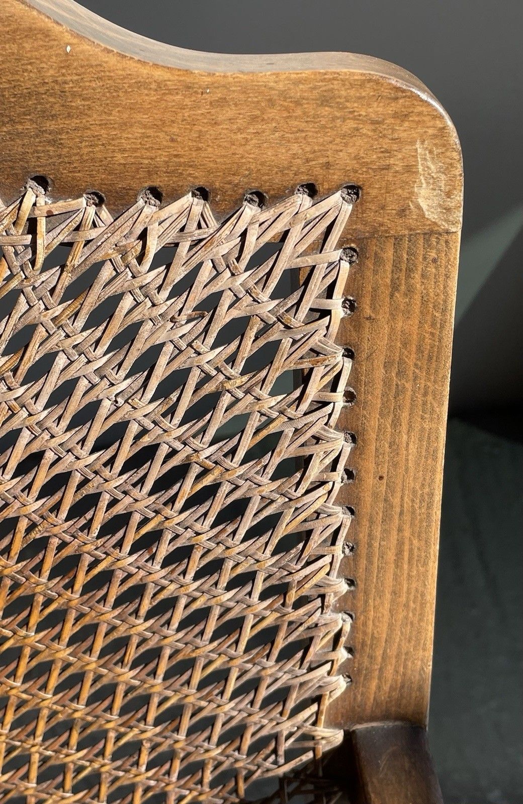 photo for sale Early 20th Century Walnut Cane Back Bergere Armchair Ball & Claw Feet