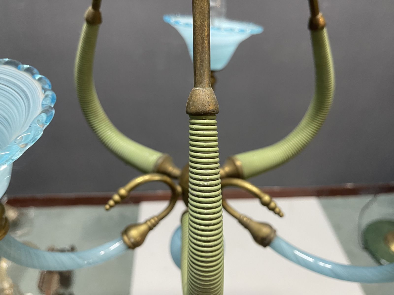 1100.0 Italian Blue Murano Glass Chandelier 1950’s photo