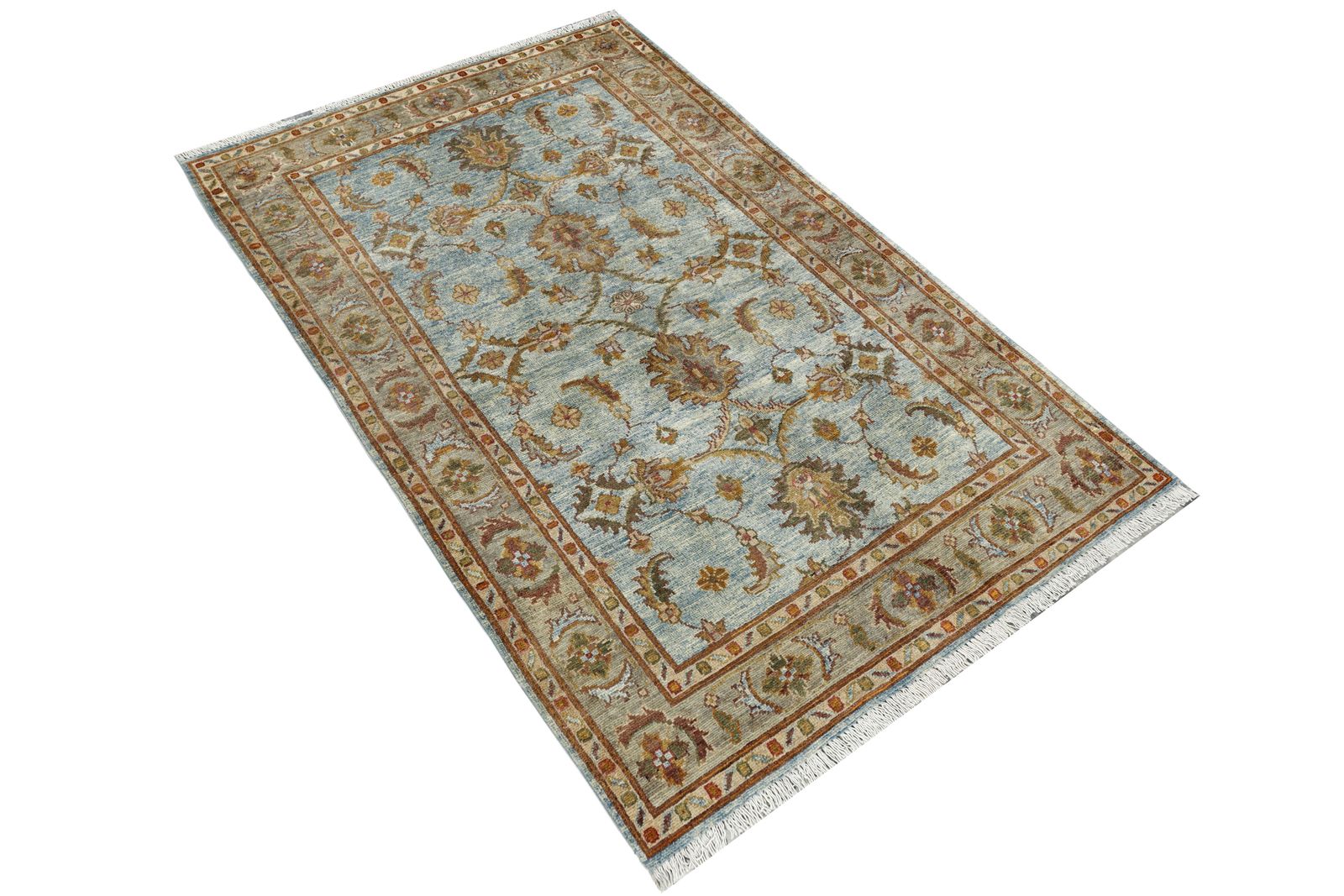 4x6 Blue And Grey Afghan Chobi Oriental Area Rug photo furniture