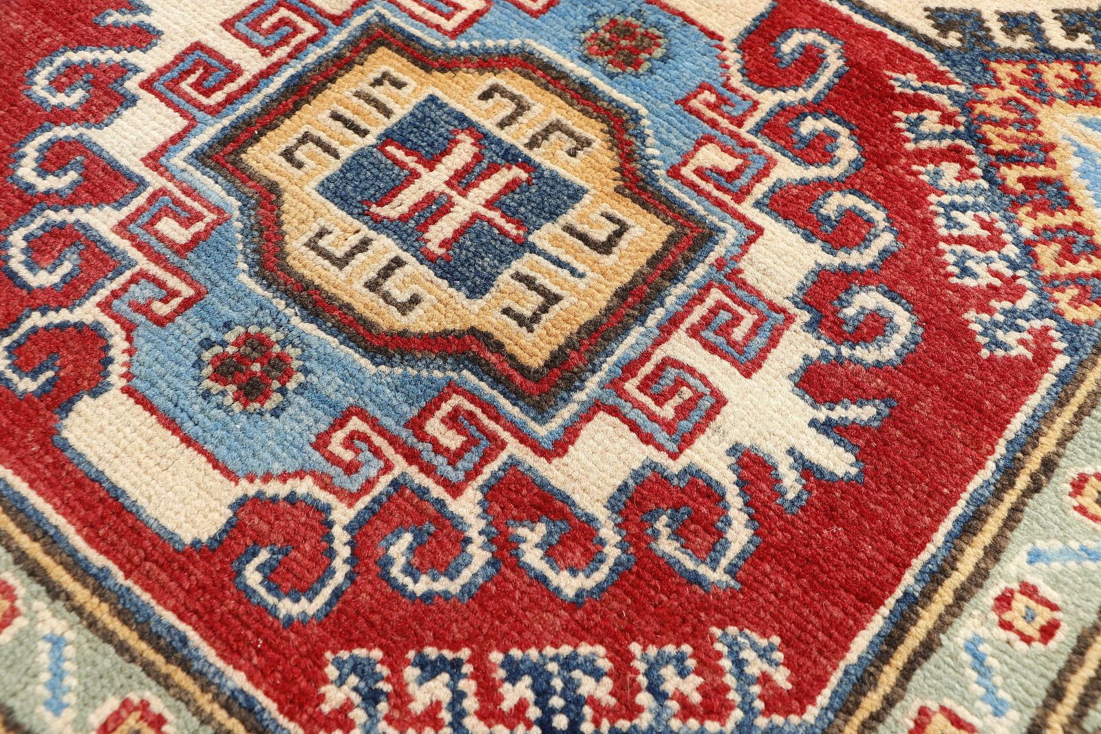 10 Ft Kazak Traditional Geometric Wool Runner Rug photo Textiles