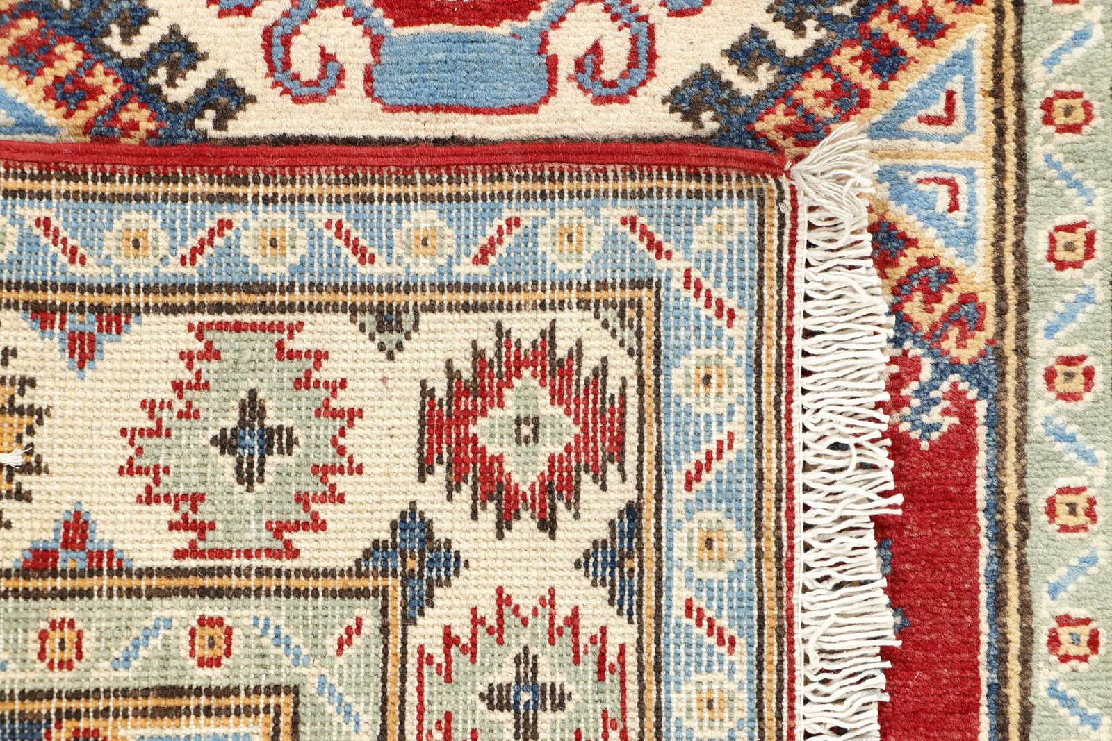10 Ft Kazak Traditional Geometric Wool Runner Rug photo vinterior