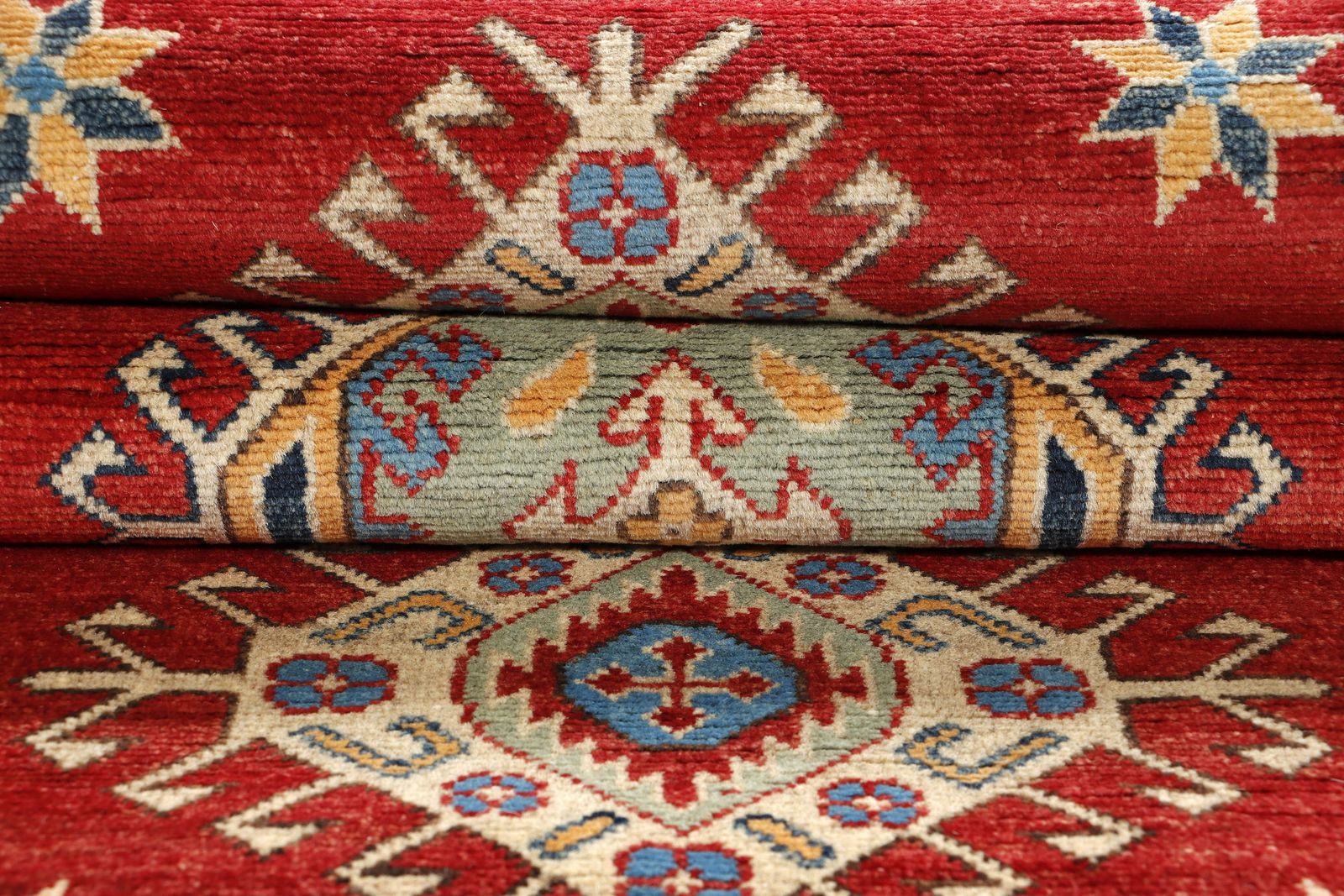 3x10 Red Kazak Handmade Caucasian Runner Rug photo 436.0