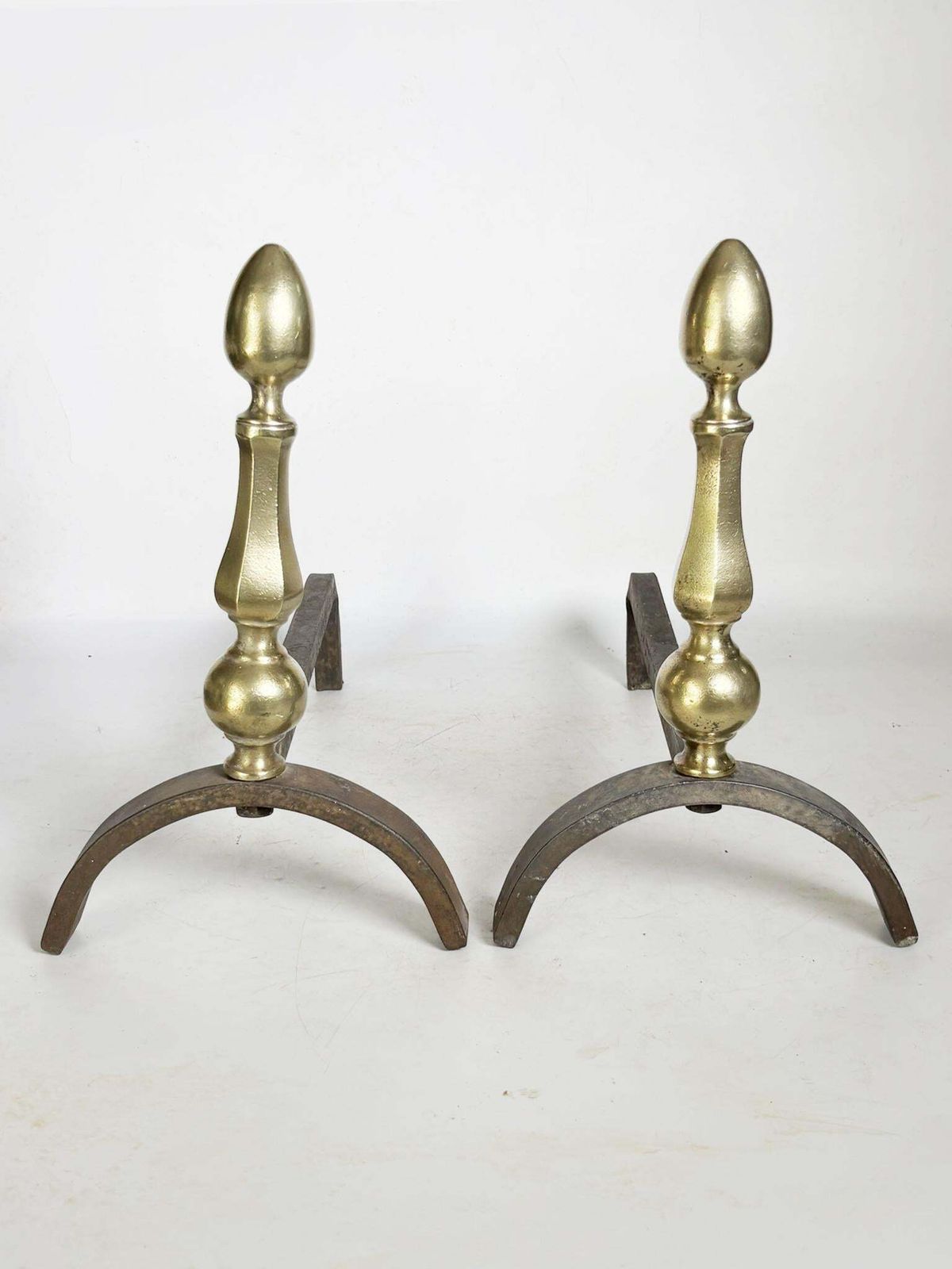 Pair Of Andirons With Brass Finials, France, 1930. photo furniture