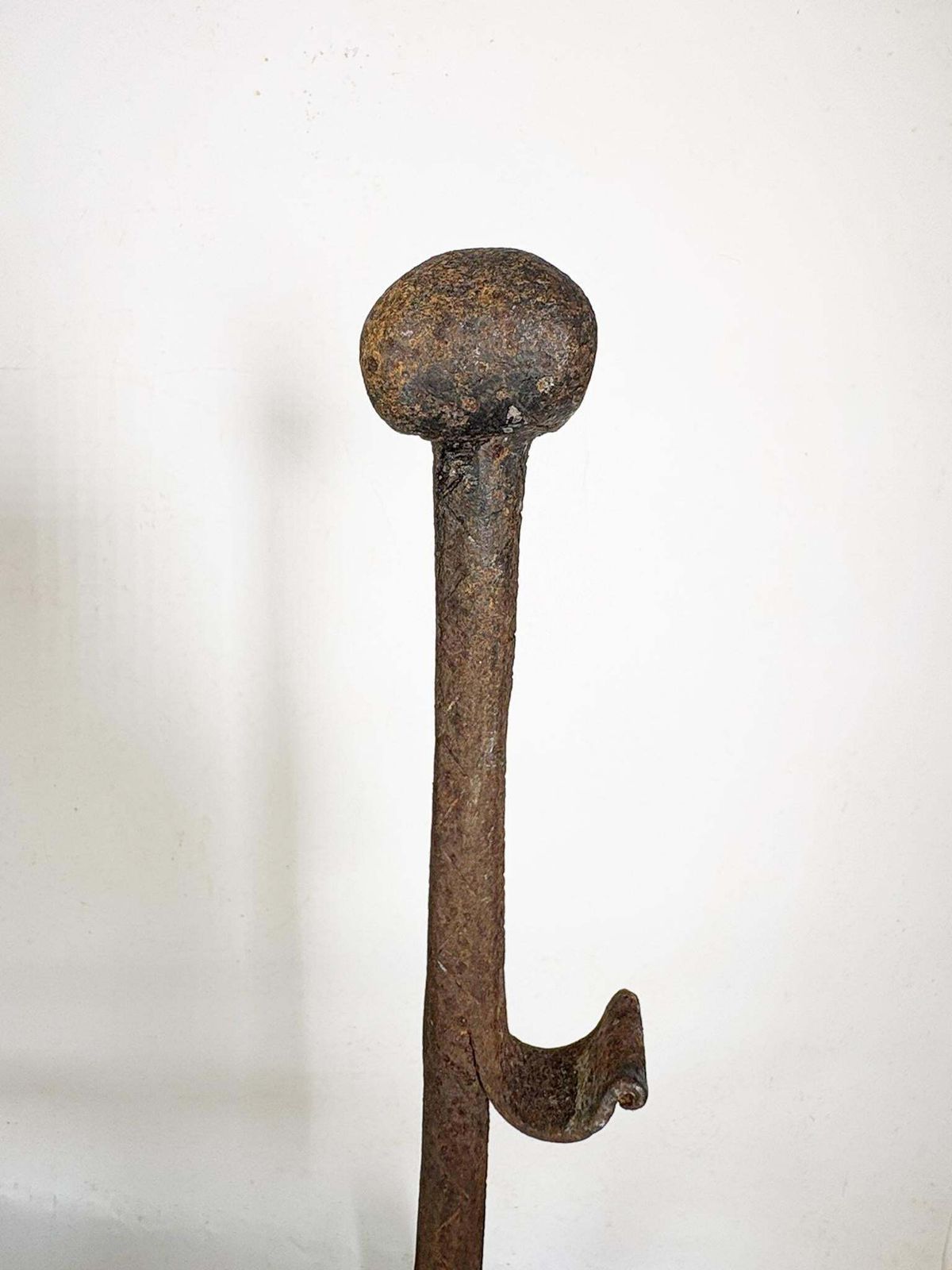 477.0 Pair Of Cast Iron Andirons, France, 1960. photo