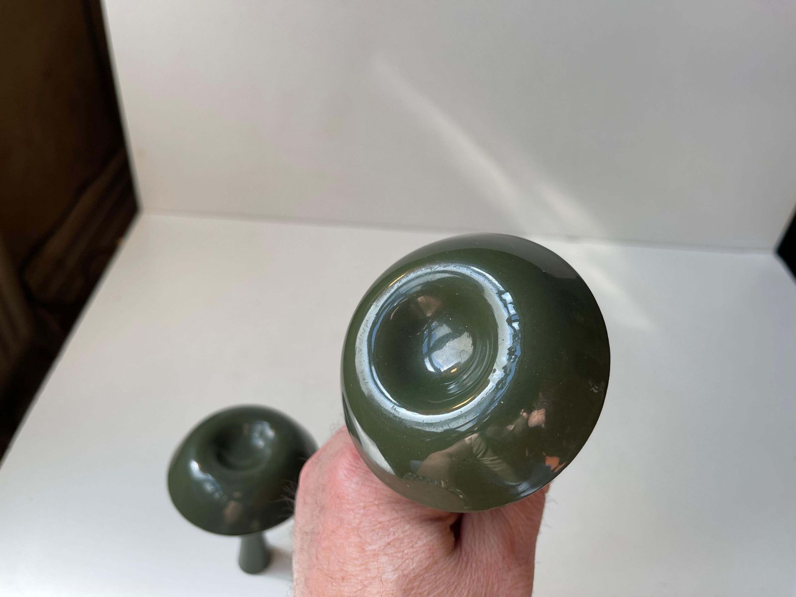 Ens Harald Quistgaard Candleholders In Green Enamel, Brass & Cast Iron, 1960s photo buy