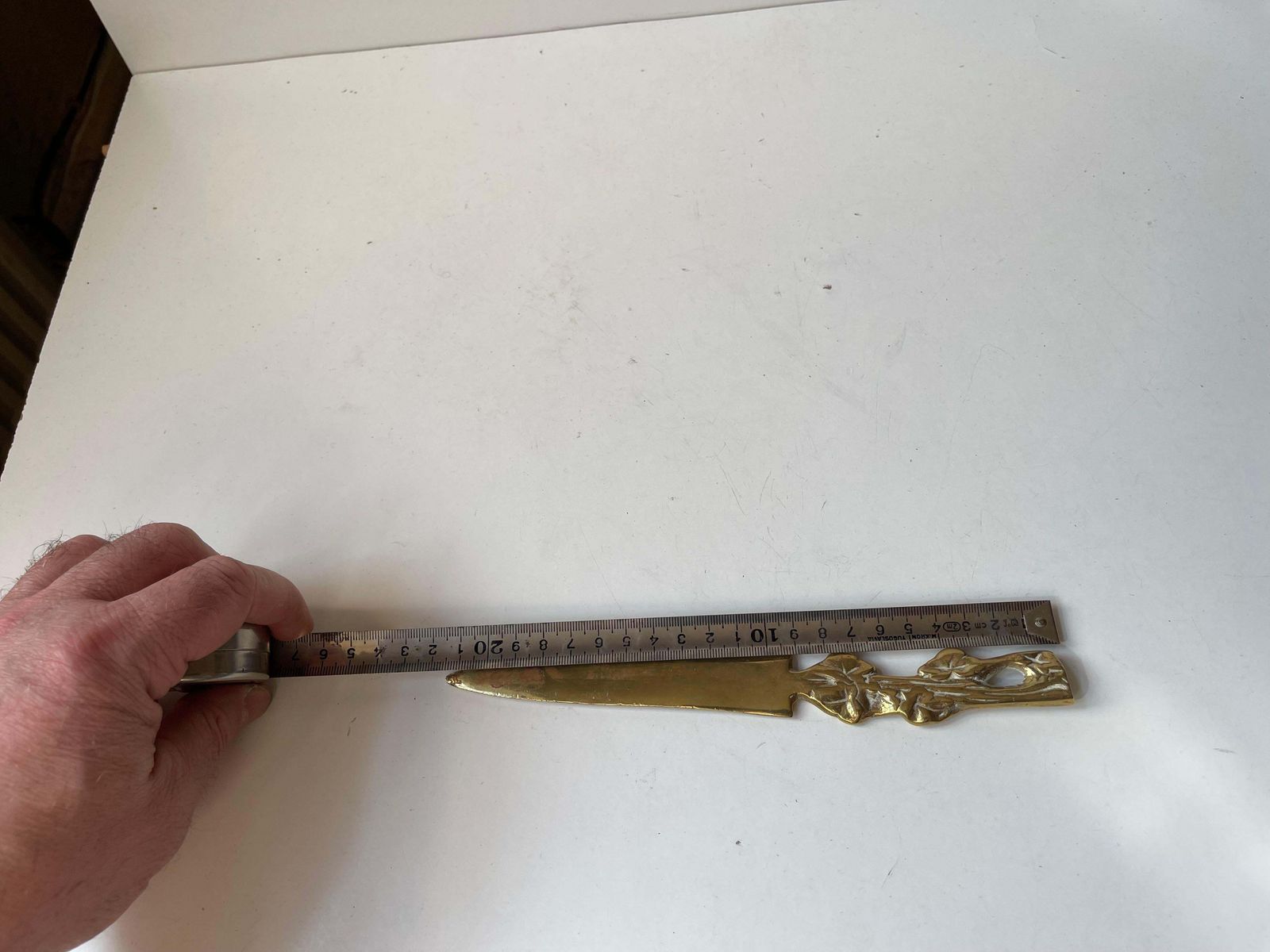 Art Nouveau Letter Opener In Brass   Dessin W. Leaves photo vinterior