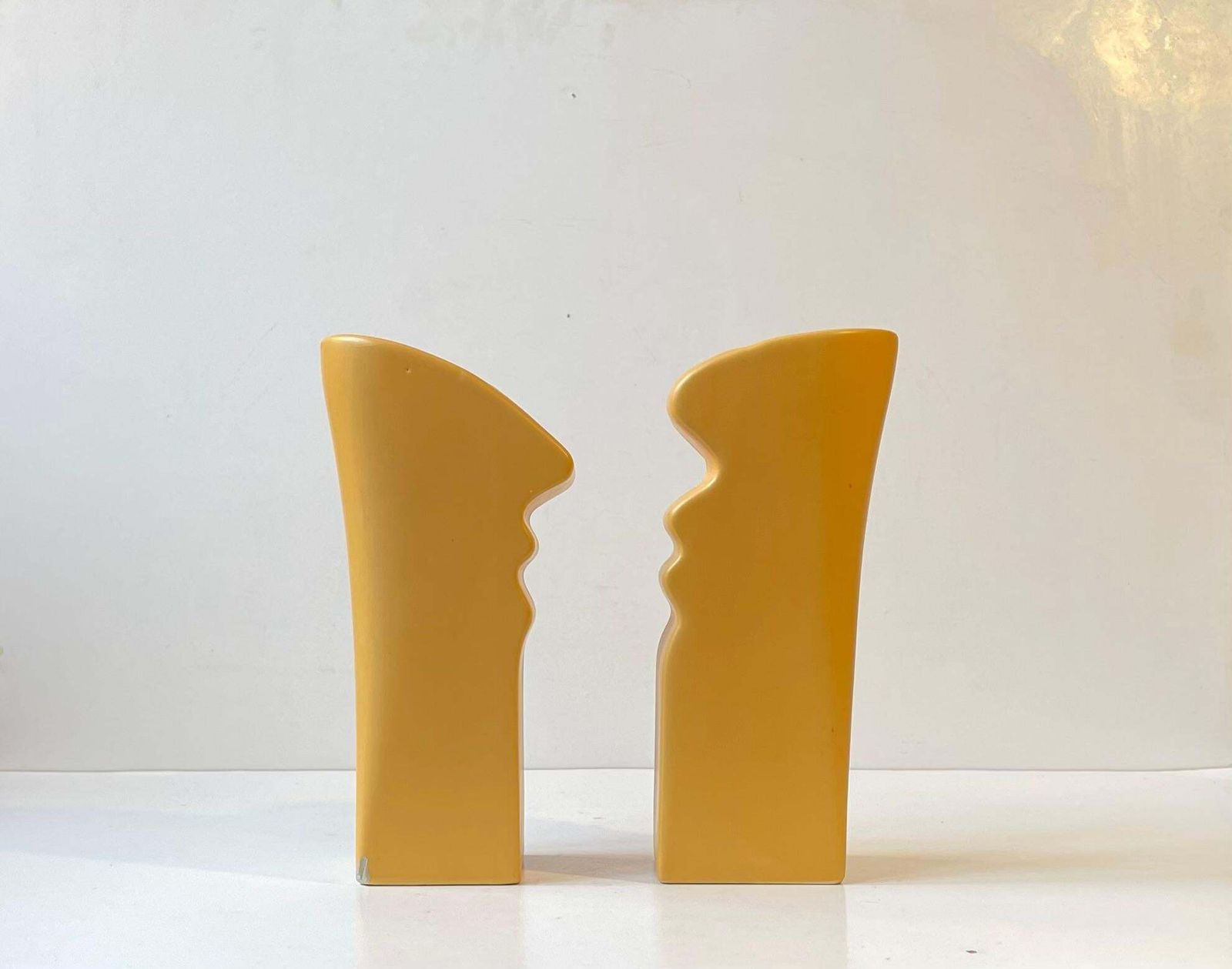 German Post Moddern Yellow Ceramic Vases 'The Kiss' By Asa, 1980s photo furniture