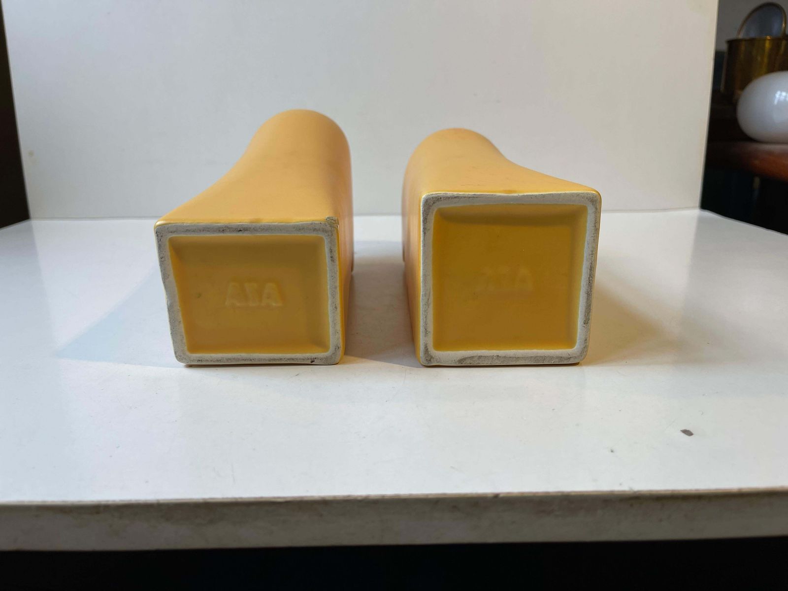 German Post Moddern Yellow Ceramic Vases 'The Kiss' By Asa, 1980s photo vinterior