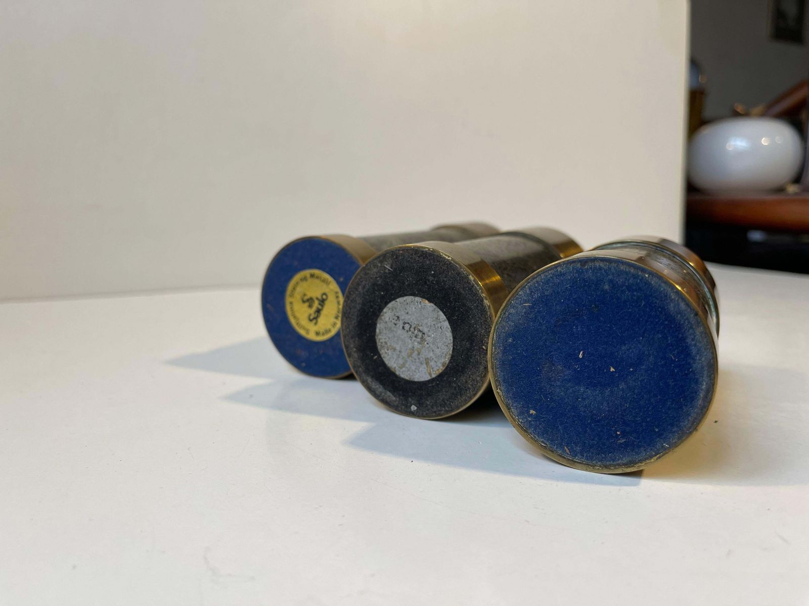 Mid Century Natural Stone And Brass Candleholders By Saulo Norway, 1960s photo vinterior
