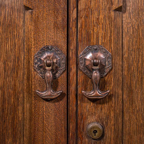 Furniture Large Antique Dresser Base, English, Oak, Gothic Revival, Window Seat, Victorian photo