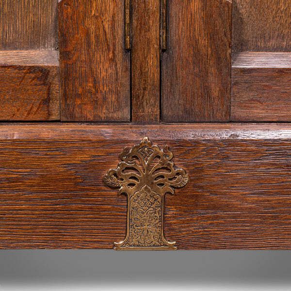 3312.0 Large Antique Dresser Base, English, Oak, Gothic Revival, Window Seat, Victorian photo