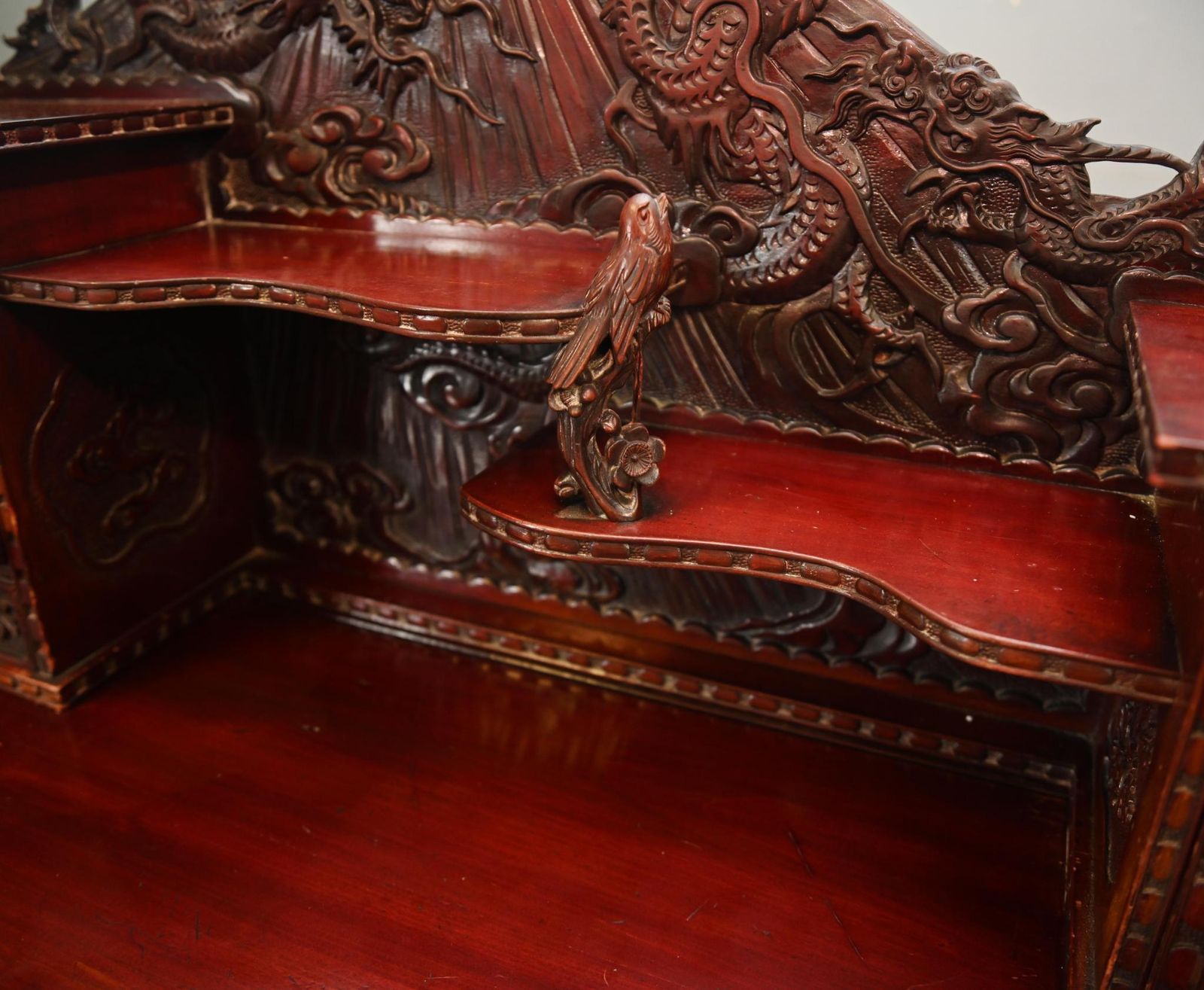 Japanese Carved Desk Hardwood Bureau Meije photo Furniture